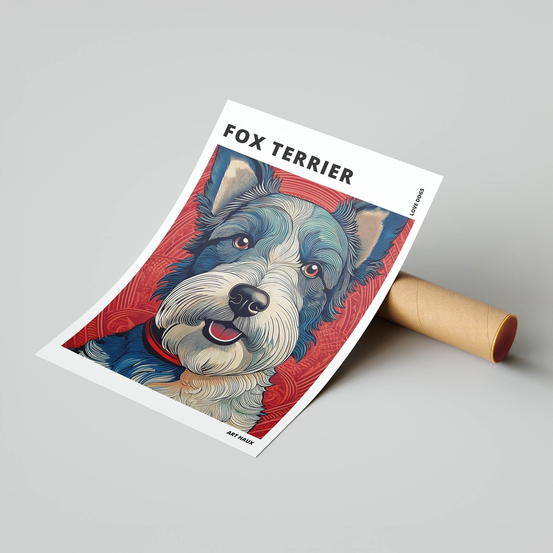 Fox Terrier Hokusai Japanese Inspired Dog Series with Text image 6