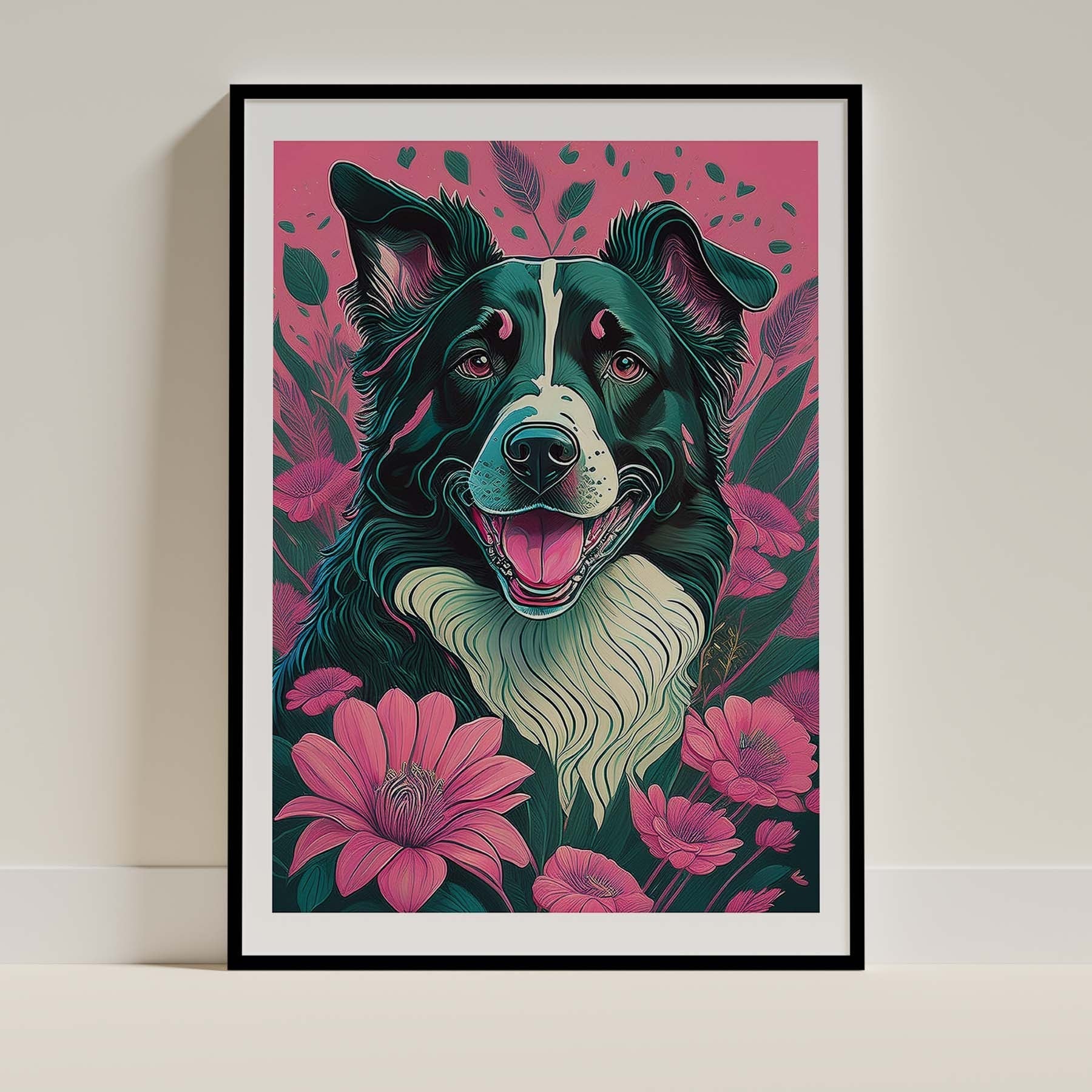 Border Collie 3 Flowery Dog image 0