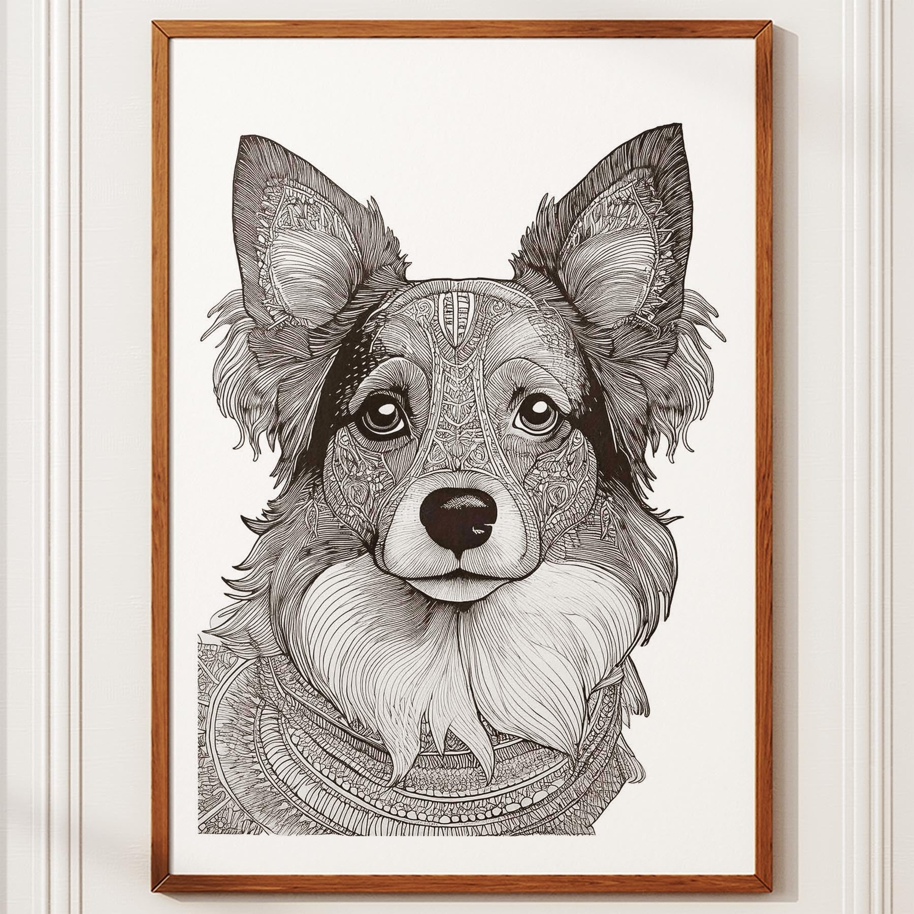 Papillon Mandala Black and White Dog Series image 10