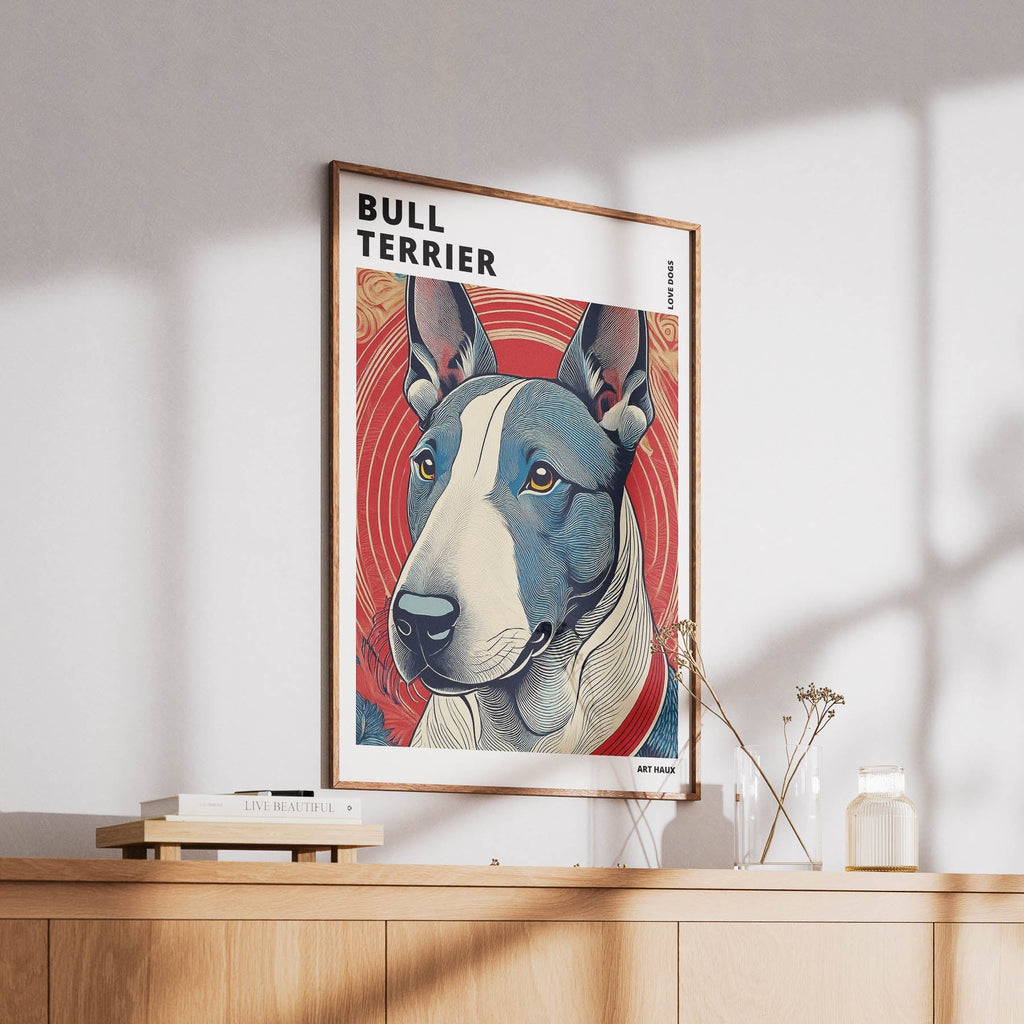 Bull Terrier Hokusai Japanese Inspired Dog Series with Text image 5