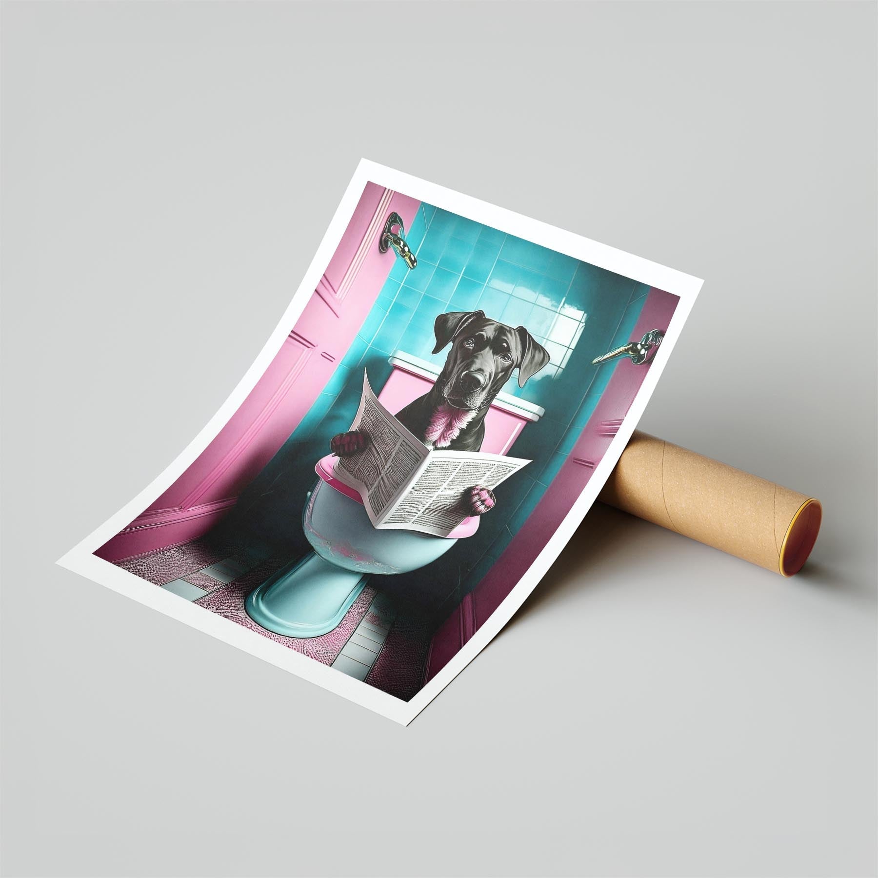 Rhoedesian Ridgeback Toilet Dogs PInk and Turquise image 6