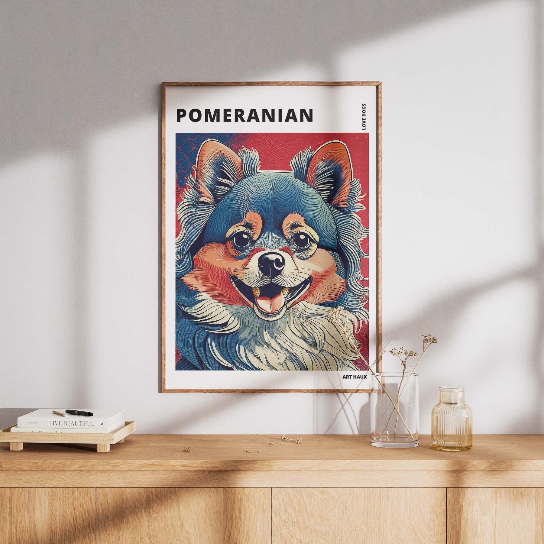 Pomeranian Hokusai Japanese Inspired Dog Series with Text image 7