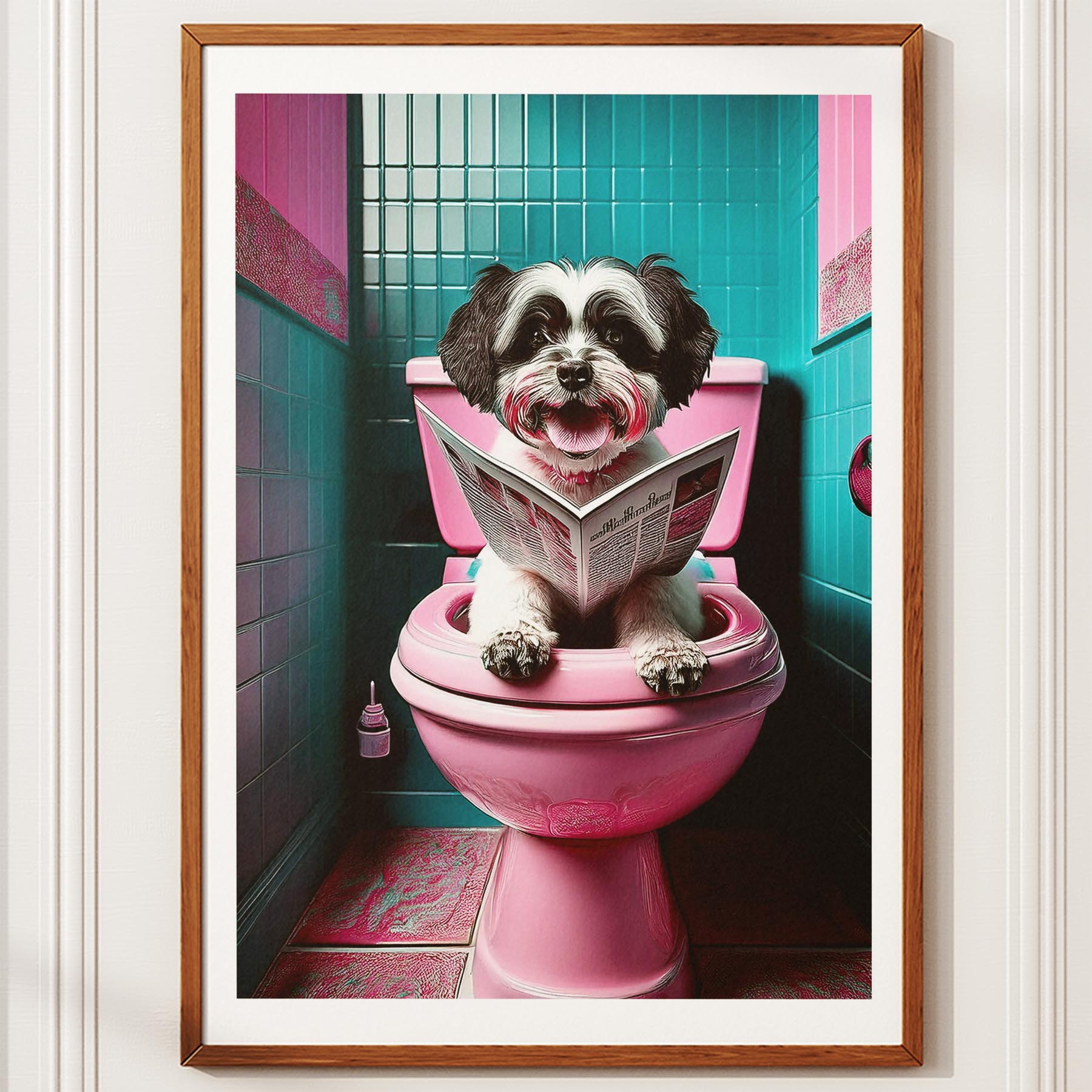 Maltese Toilet Dogs PInk and Turquise image 10