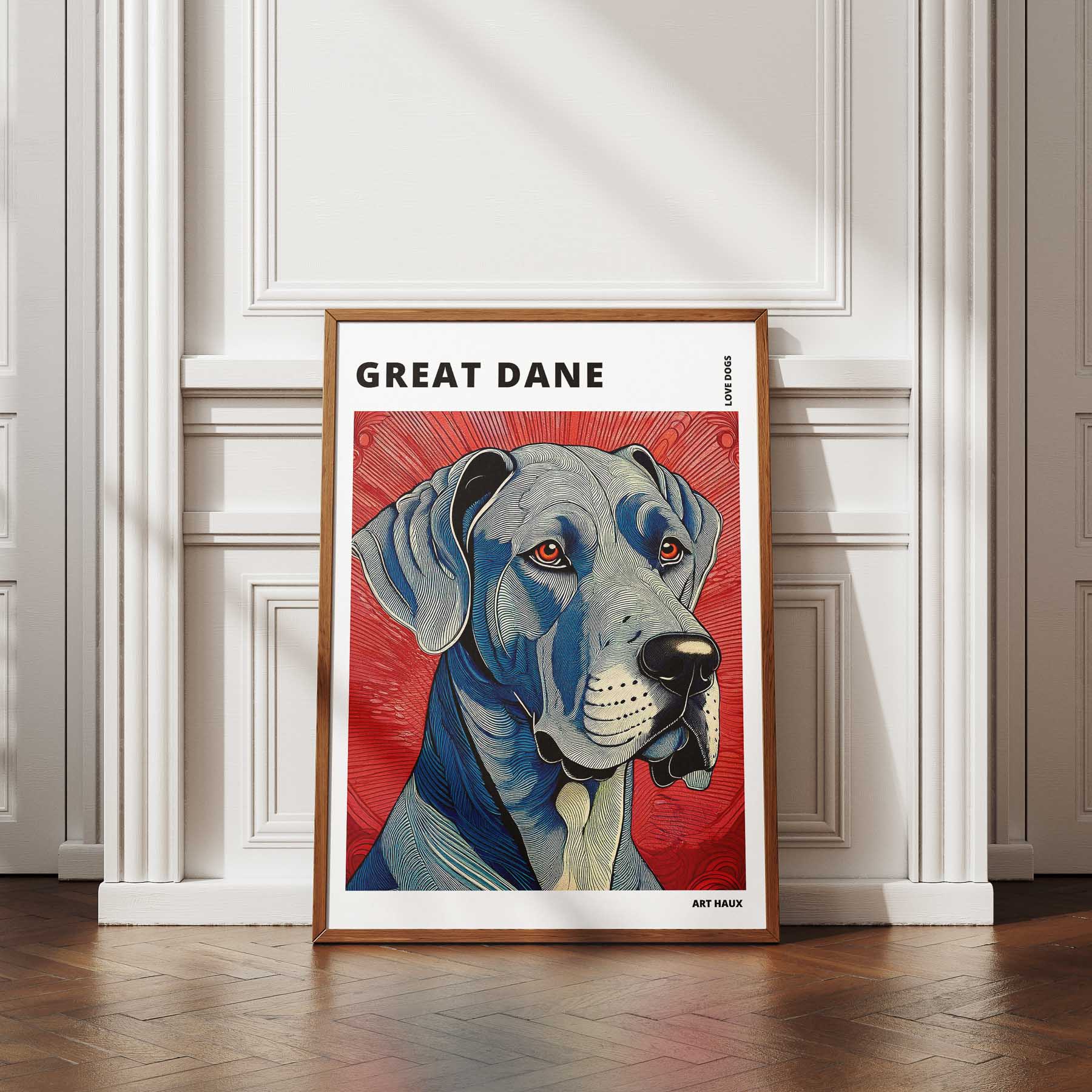 Great Dane Hokusai Japanese Inspired Dog Series with Text image 4