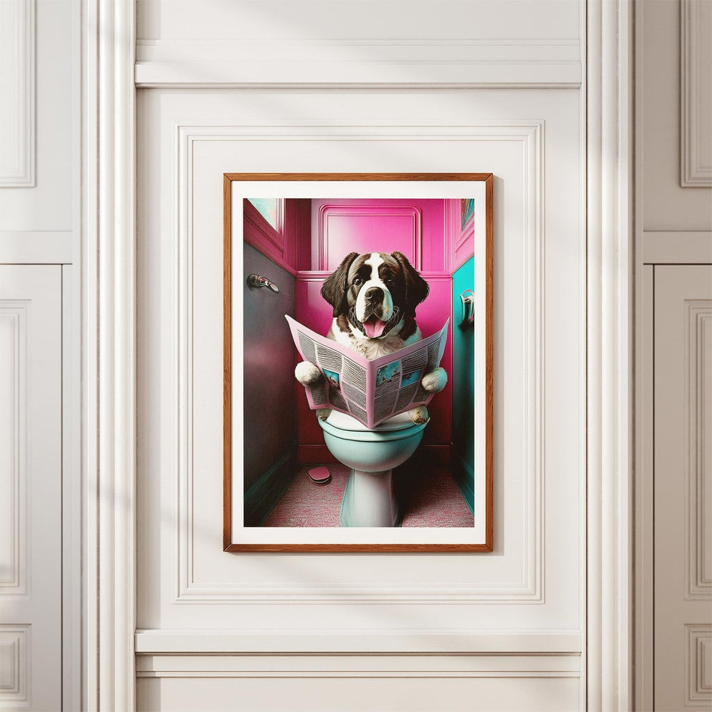 Saint Bernard Toilet Dogs PInk and Turquise image 3