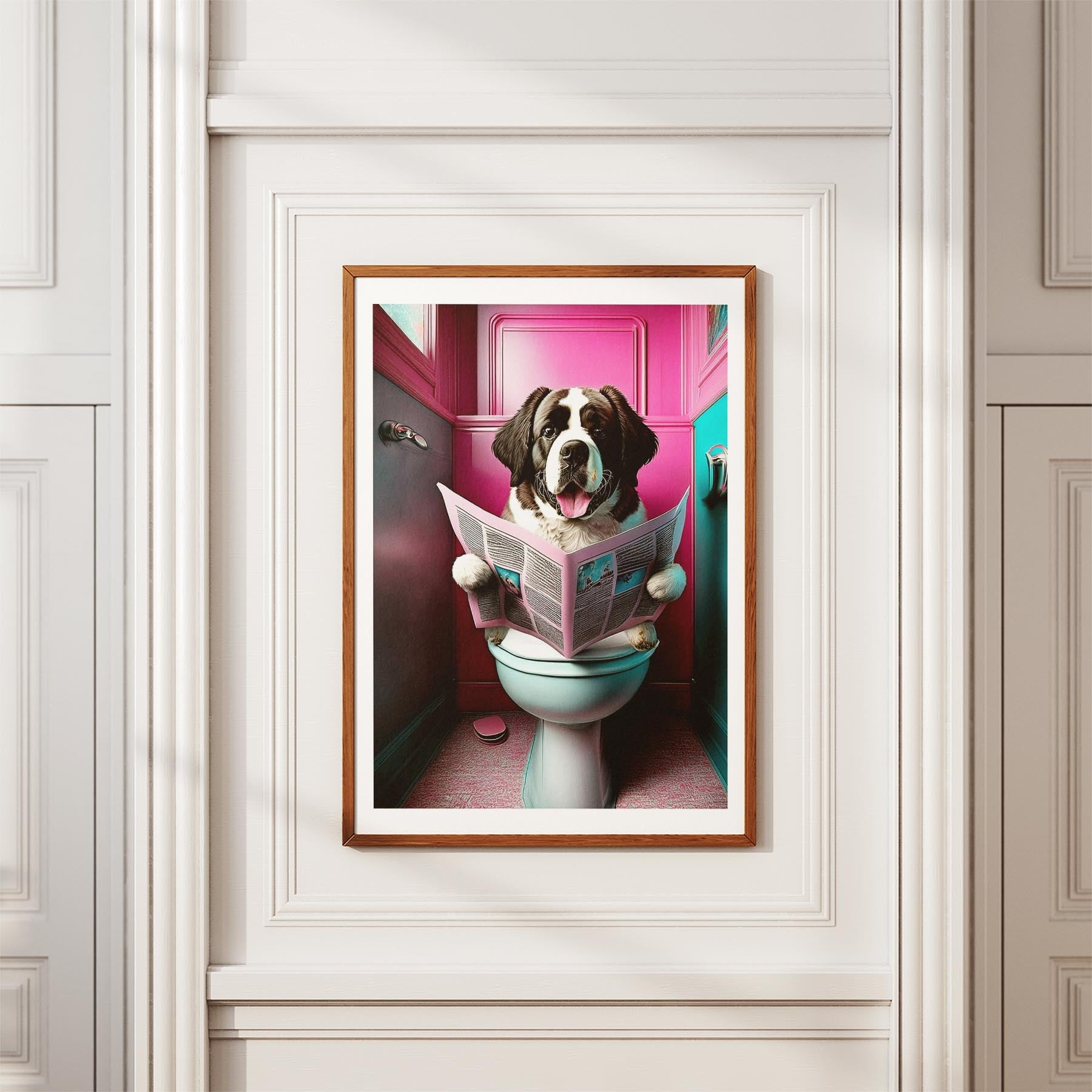 Saint Bernard Toilet Dogs PInk and Turquise image 3