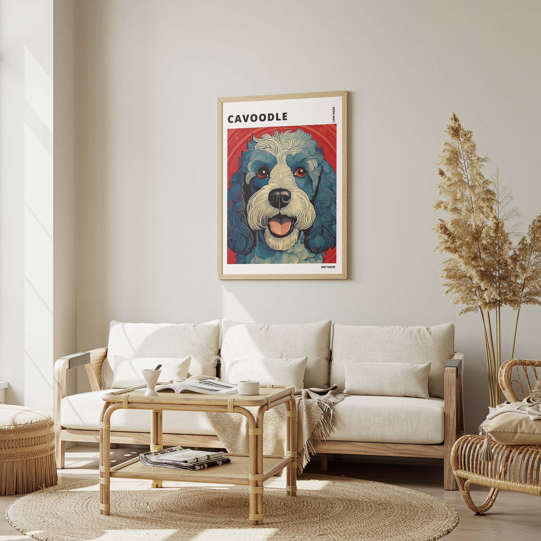 Cavoodle Hokusai Japanese Inspired Dog Series with Text image 2