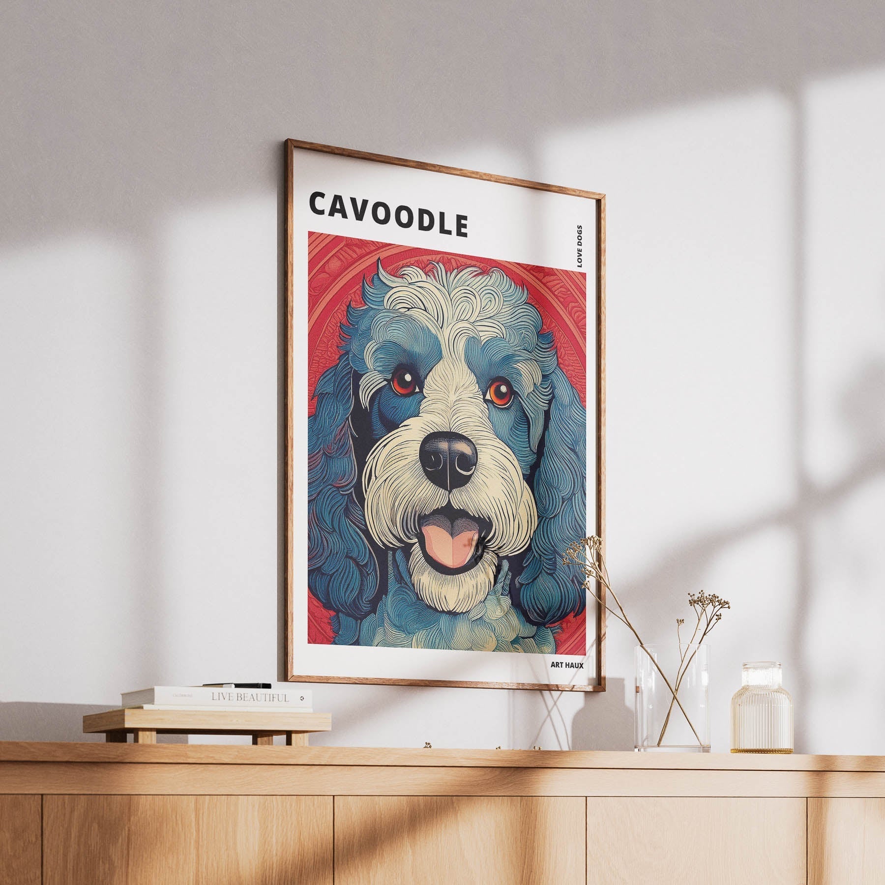 Cavoodle Hokusai Japanese Inspired Dog Series with Text image 5