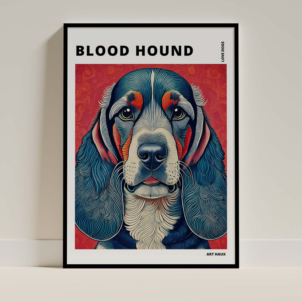 Bloodhound Hokusai Japanese Inspired Dog Series with Text image 0