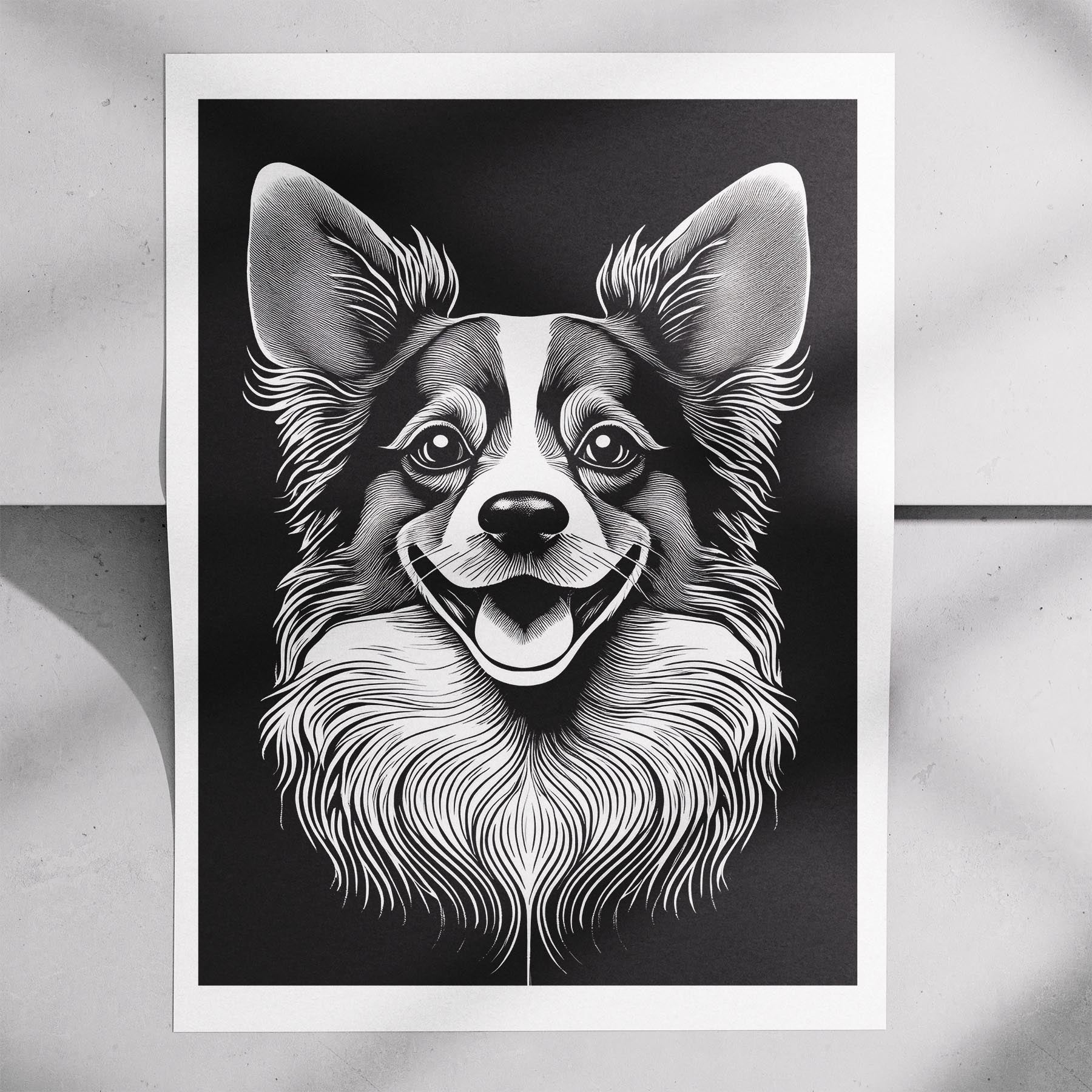 Papillon Line Dog Series in Black and White image 7