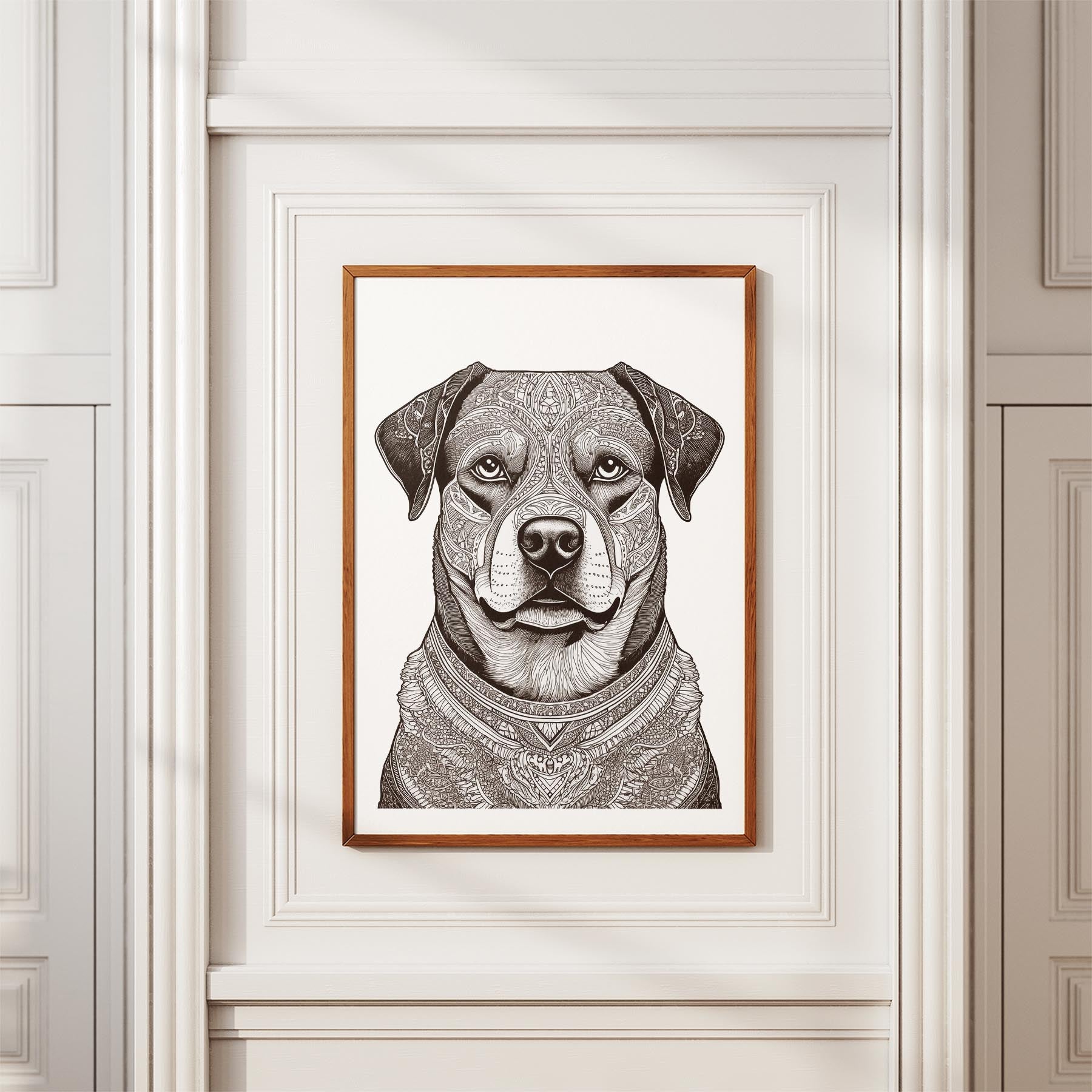 Rottweiler Mandala Black and White Dog Series image 3