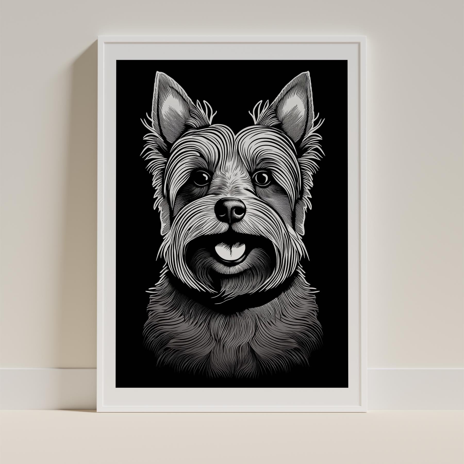 Yorkshire Terrier Line Dog Series in Black and White image 9