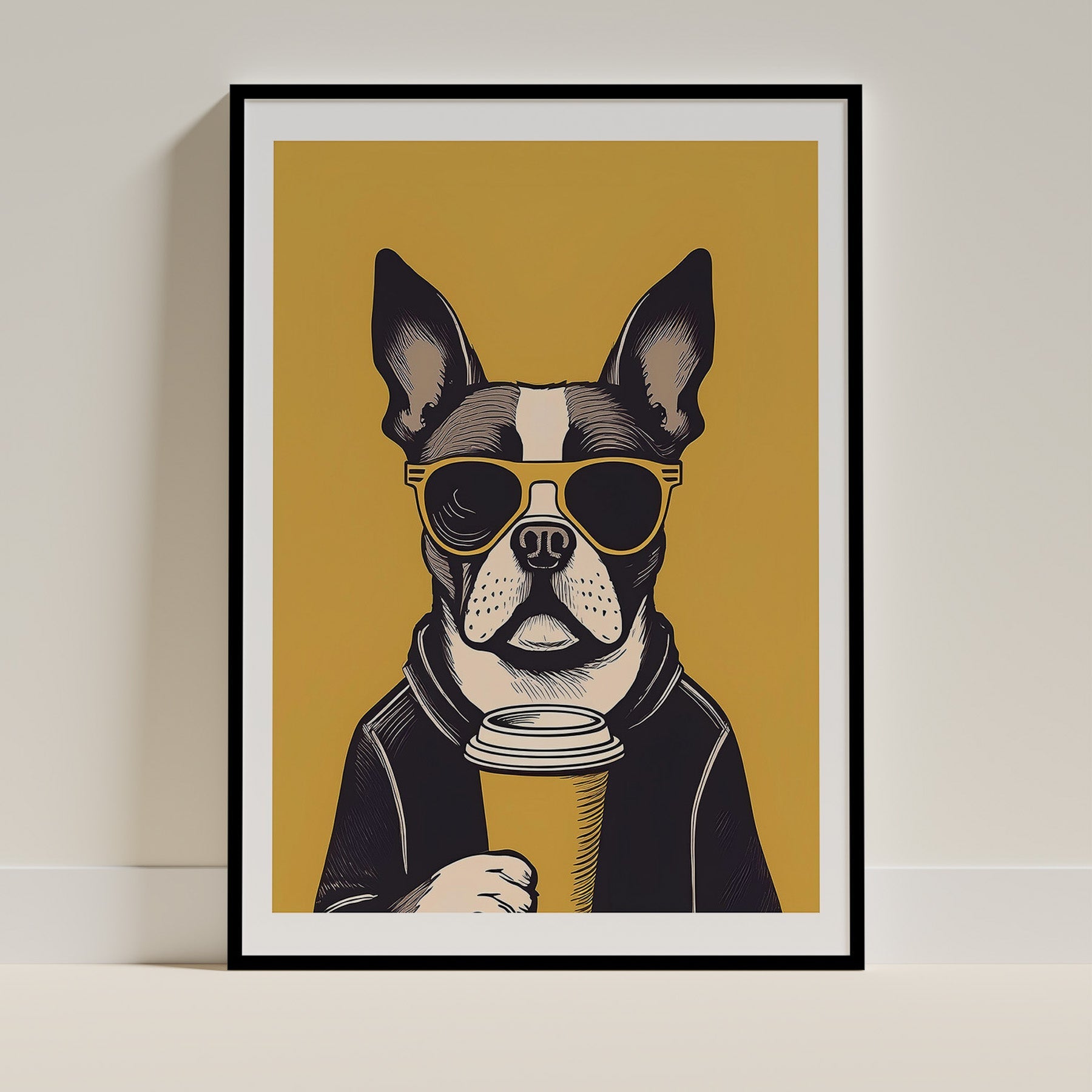 Boston Terrier Chillin Coffee Dog image 0