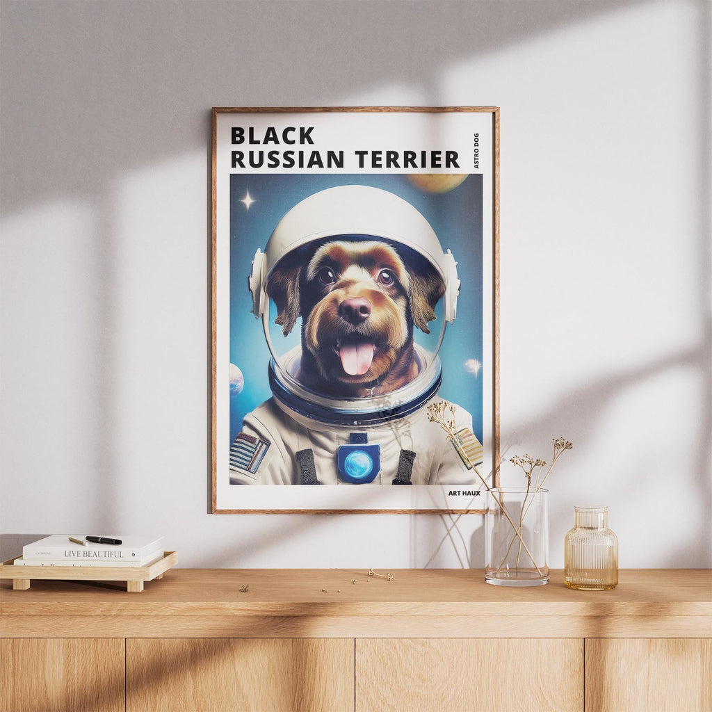 Black Russian Terrier Astronaut Dog Series with Text Astro Dog image 8