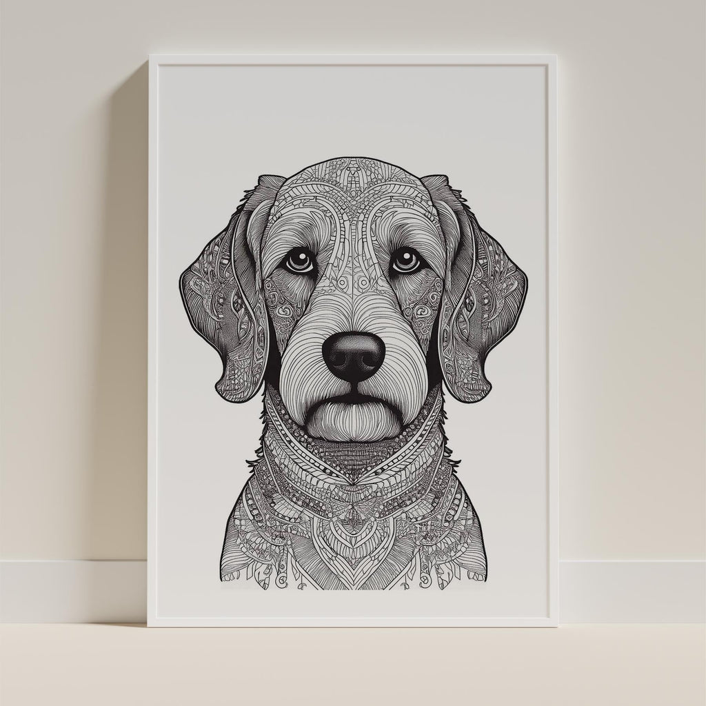 Groodle Mandala Black and White Dog Series image 9