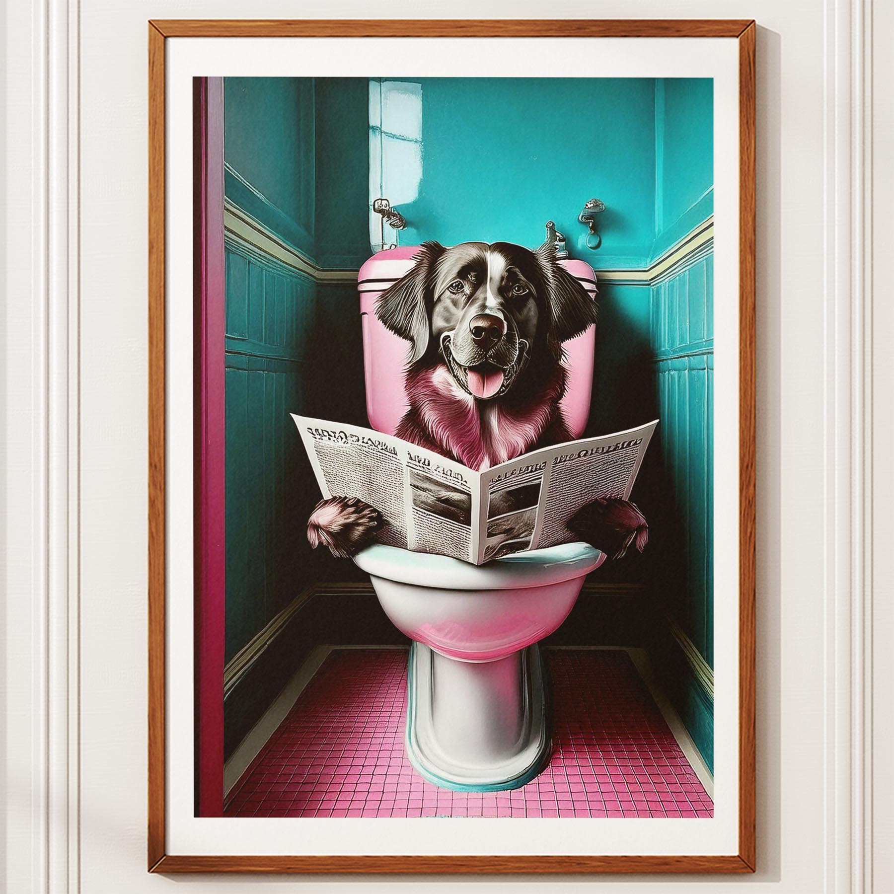 Golden Retriever Toilet Dogs PInk and Turquise image 10