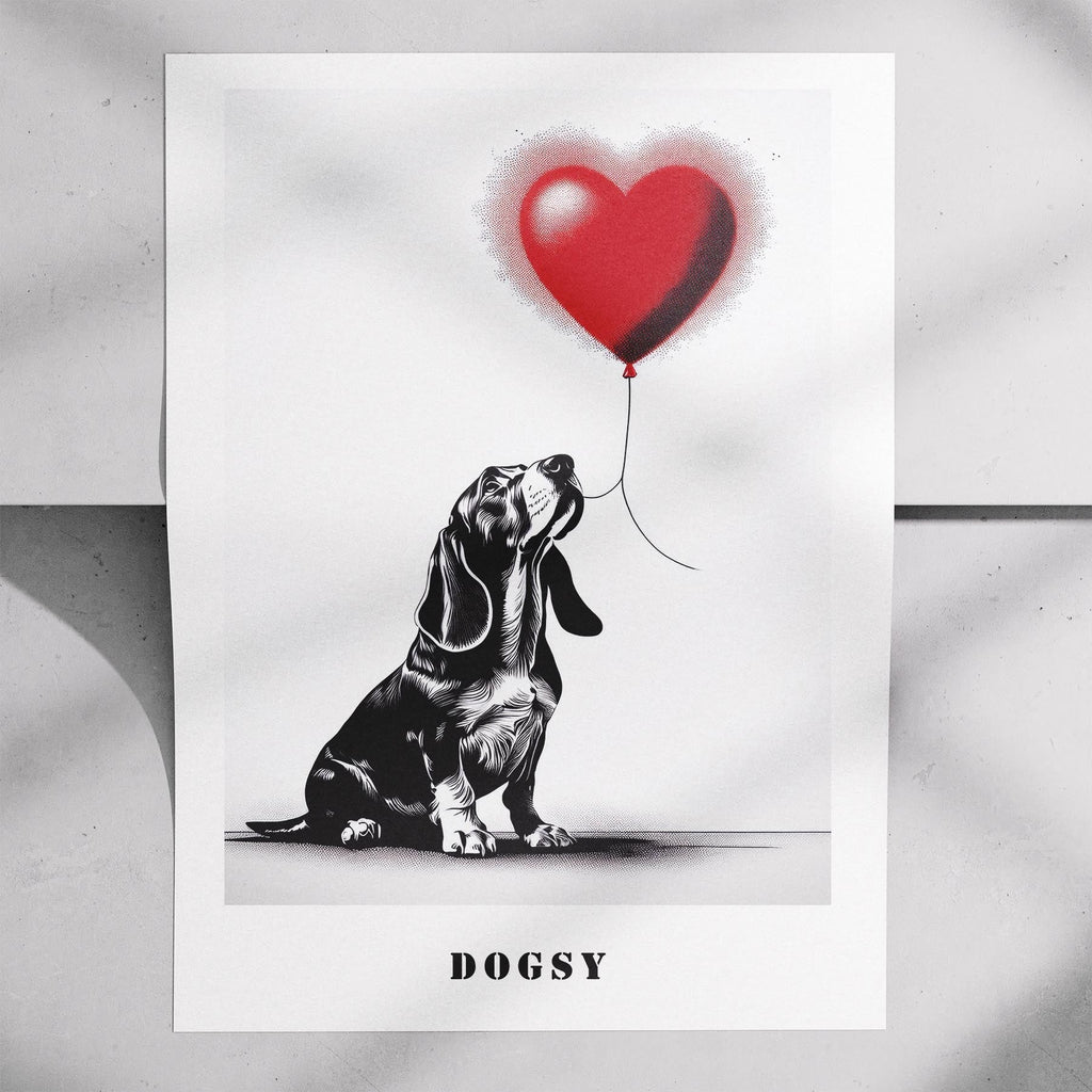 Basset Hound DOGSY Series inspired by the Art of Banksy with text Dogsy image 7