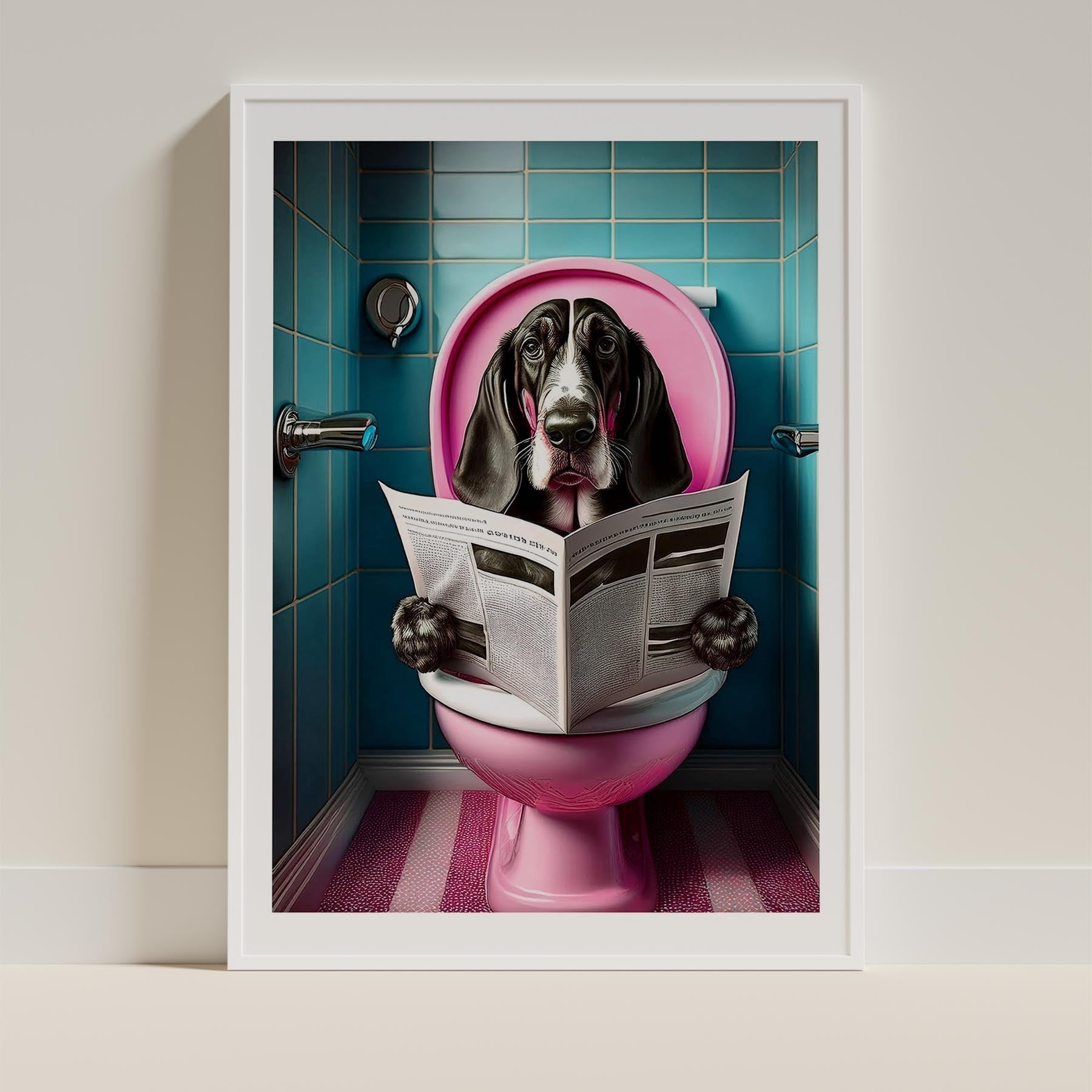 Bloodhound Toilet Dogs PInk and Turquise image 9