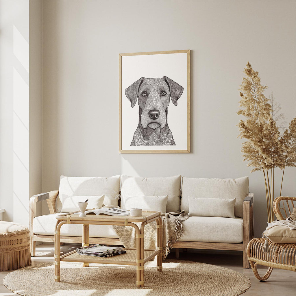 Airedale Mandala Black and White Dog Series image 2