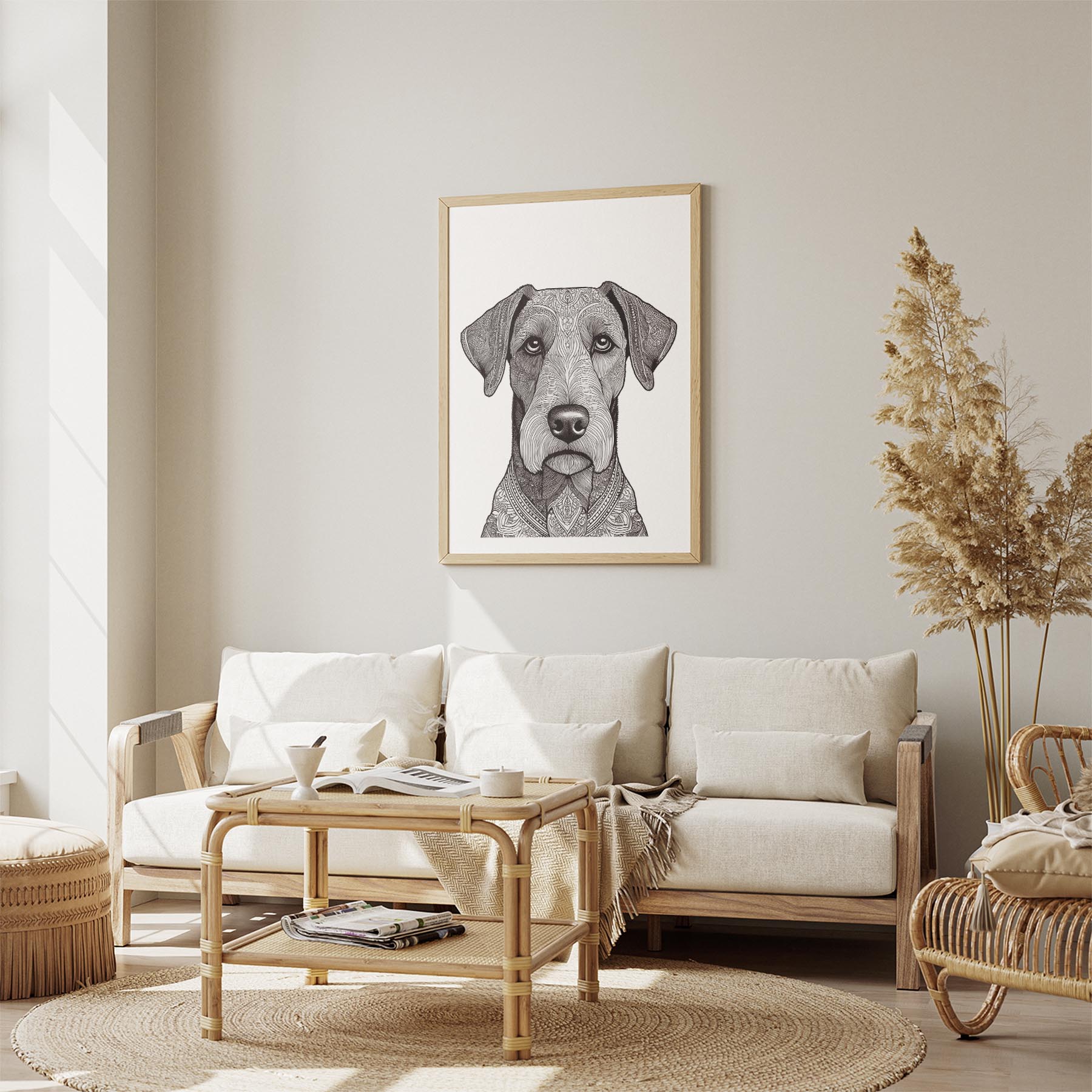 Airedale Mandala Black and White Dog Series image 2