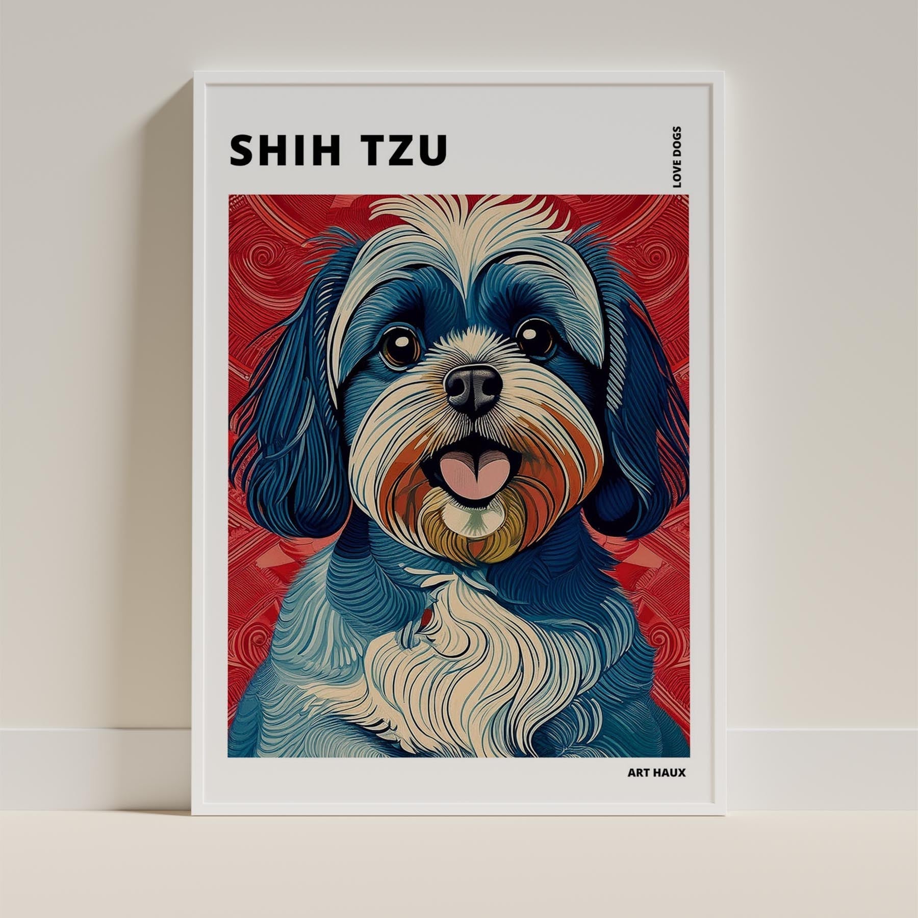 Shih Tzu Hokusai Japanese Inspired Dog Series with Text image 8