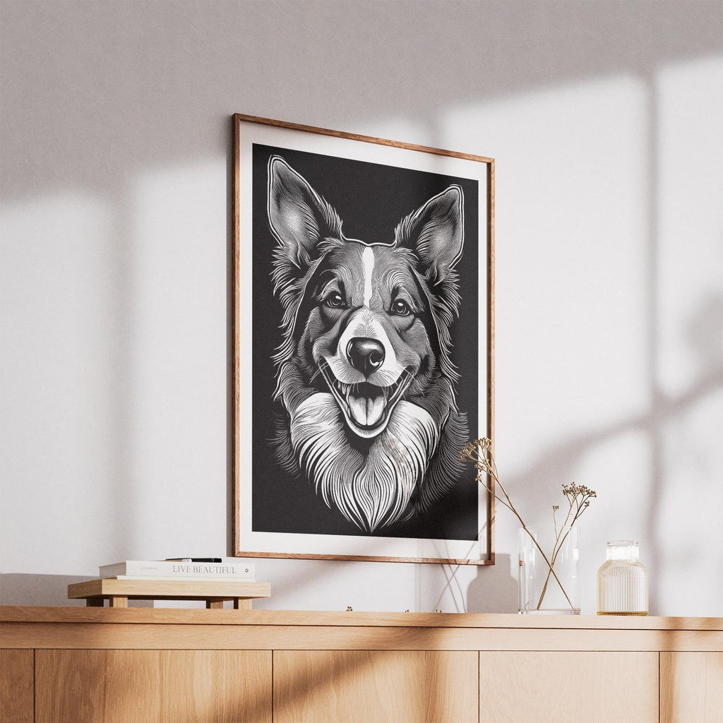 Border Collie Line Dog Series in Black and White image 5