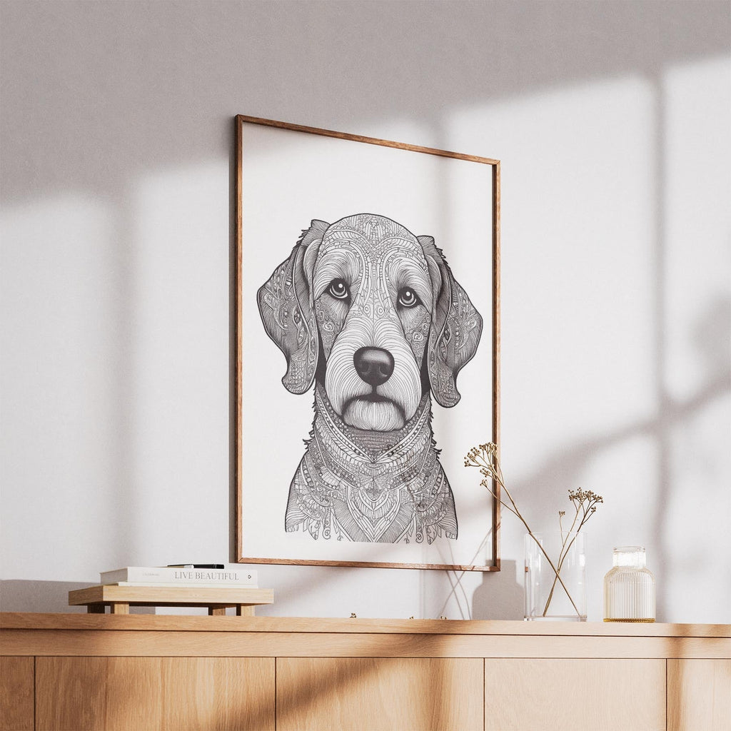 Groodle Mandala Black and White Dog Series image 5