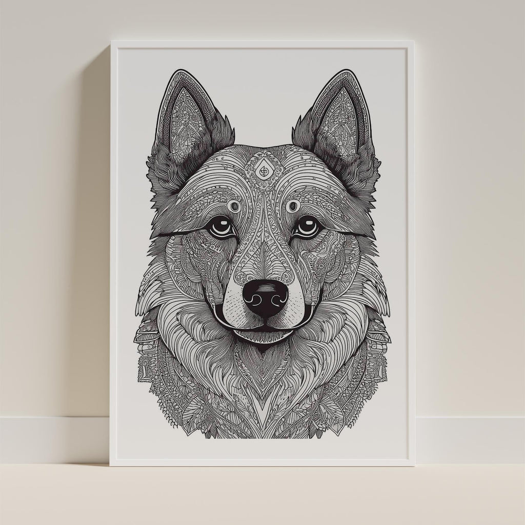 German Spitz Mandala Black and White Dog Series image 9