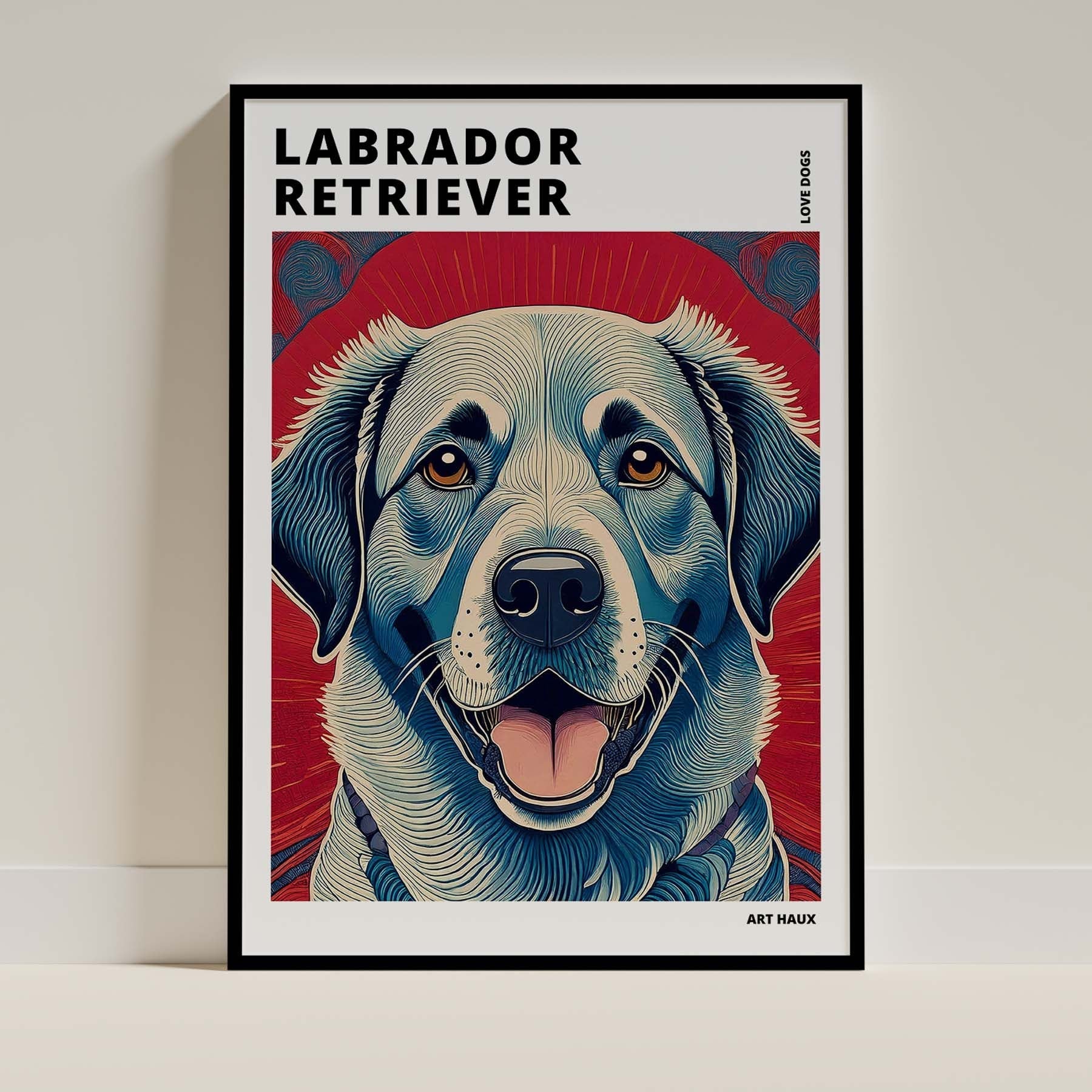 Labrador Retriever Hokusai Japanese Inspired Dog Series with Text image 0