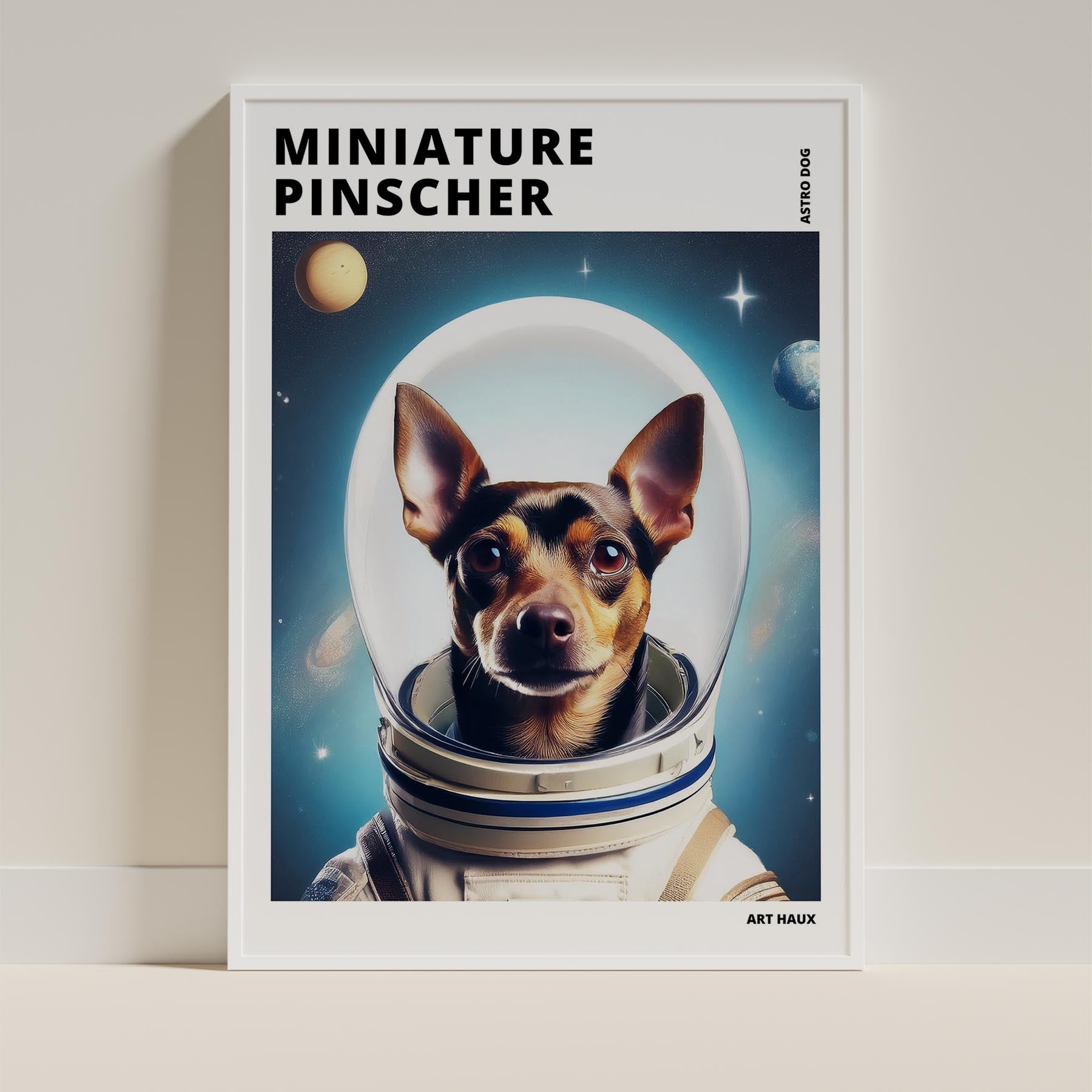 Miniature Pinscher Astronaut Dog Series with Text Astro Dog image 9