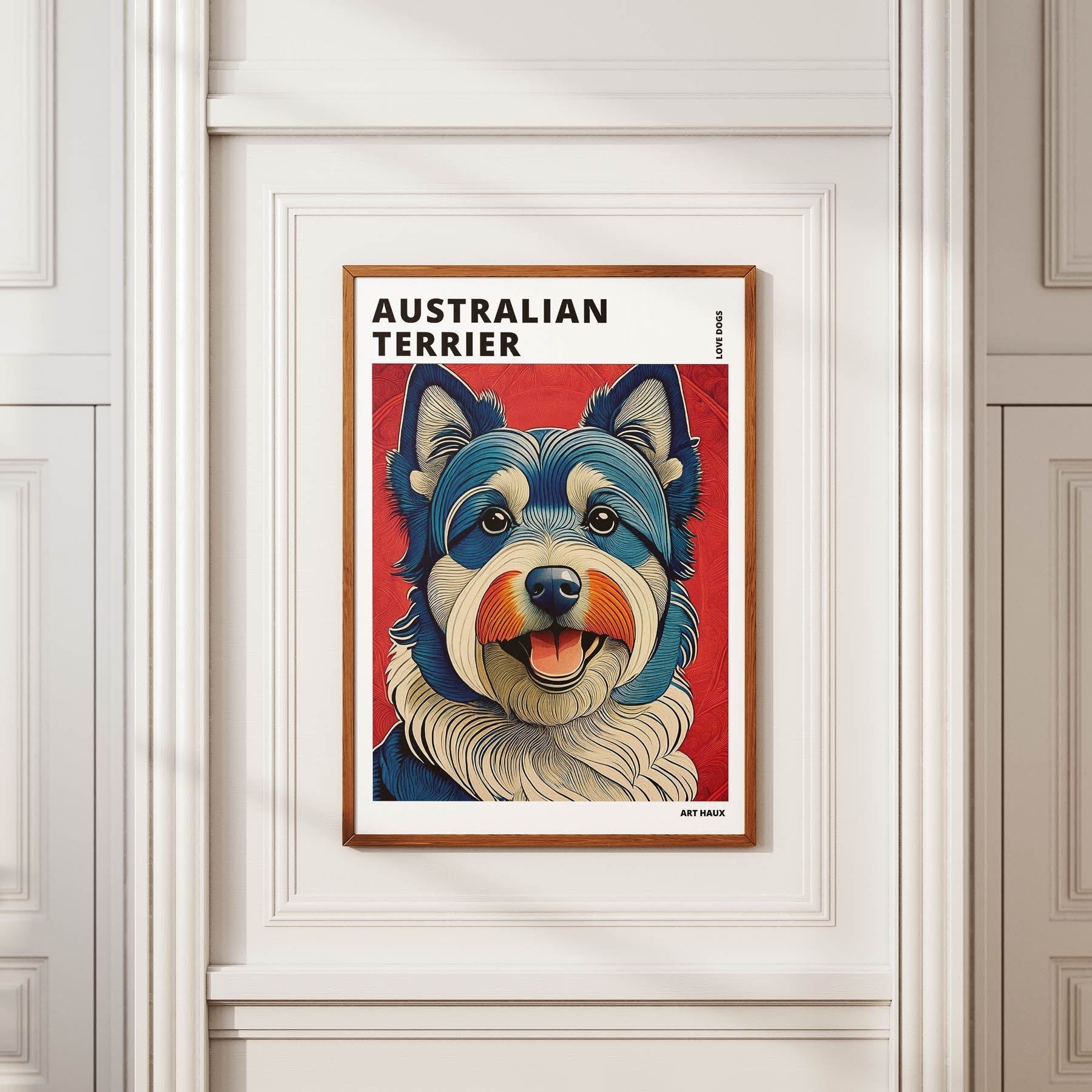 Australian Terrier Hokusai Japanese Inspired Dog Series with Text image 3