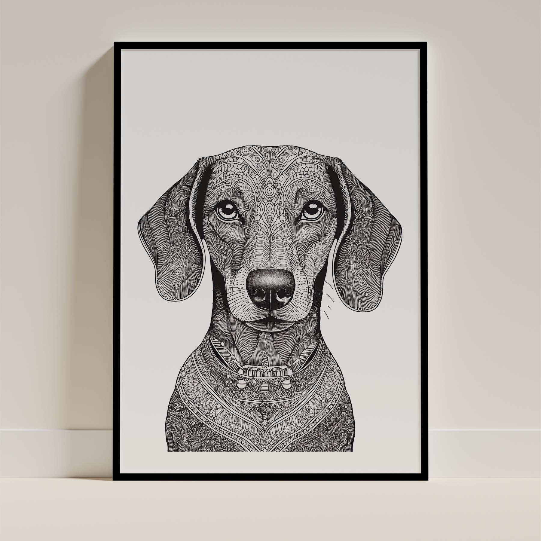 Dachshund Mandala Black and White Dog Series image 0