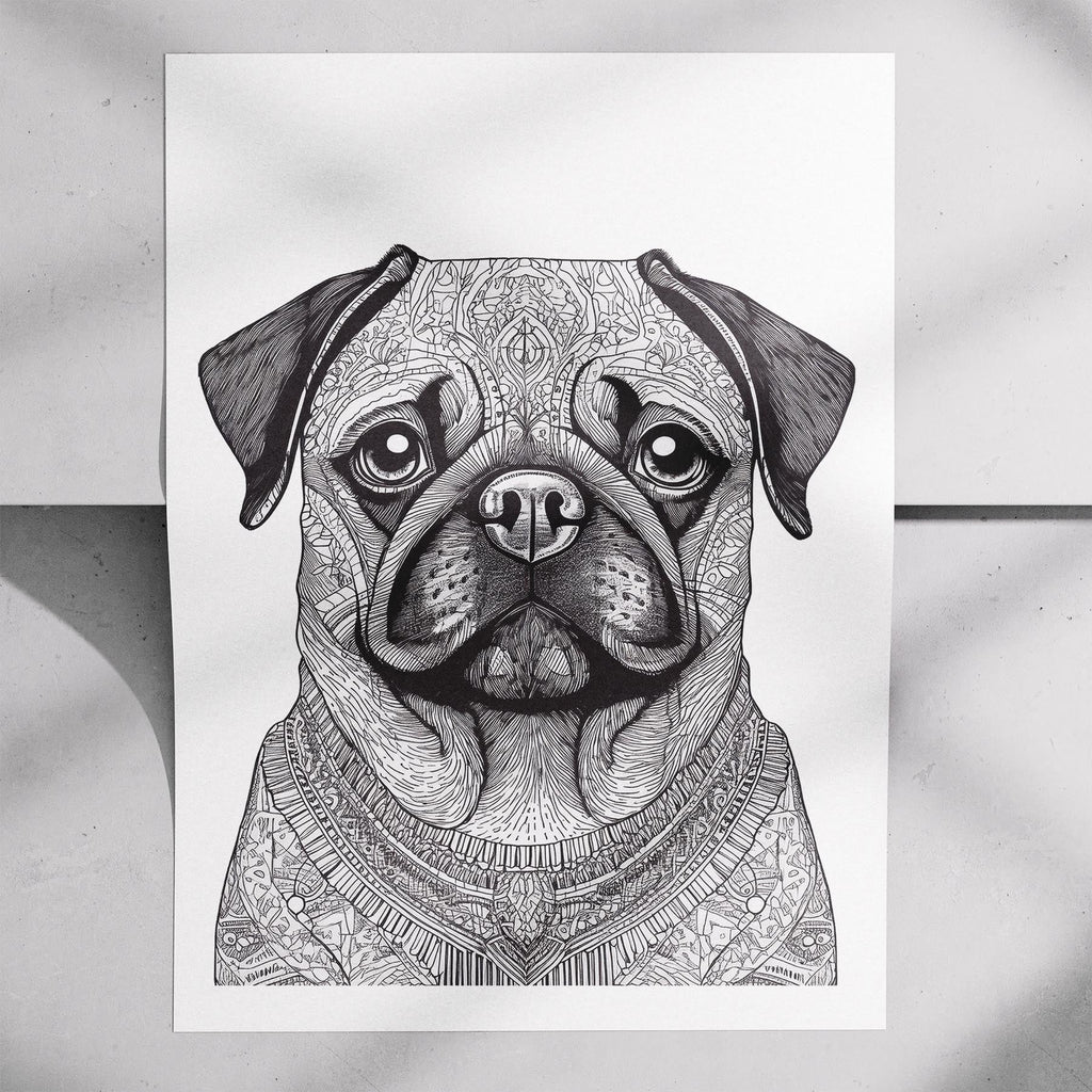 Pug Mandala Black and White Dog Series image 7