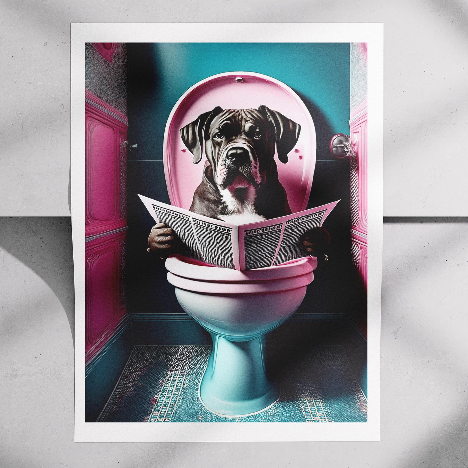 Dogue de Bordeaux Toilet Dogs PInk and Turquise image 7