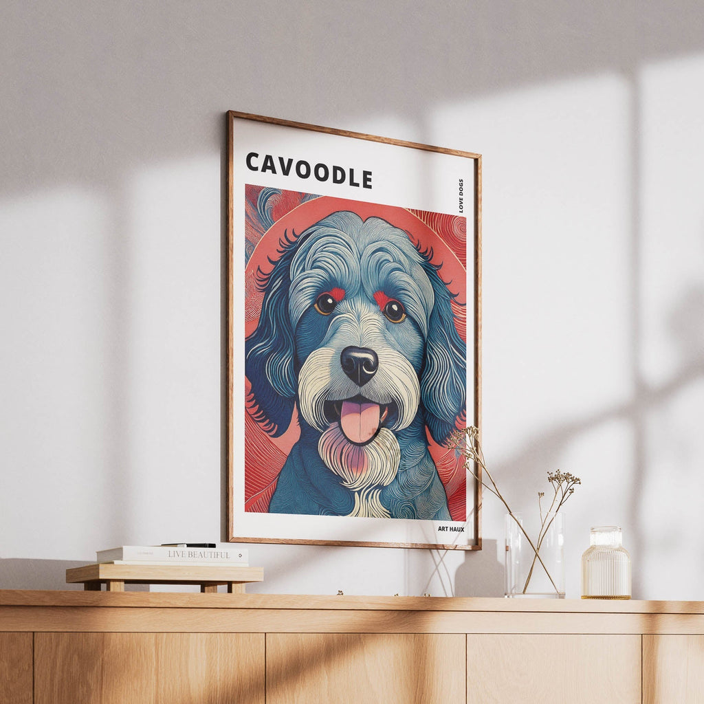Cavoodle Hokusai Japanese Inspired Dog Series with Text image 5