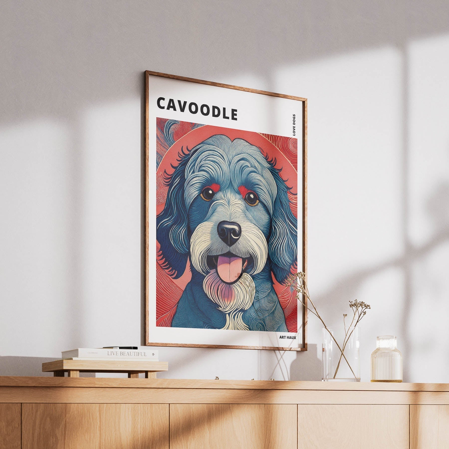 Cavoodle Hokusai Japanese Inspired Dog Series with Text image 5