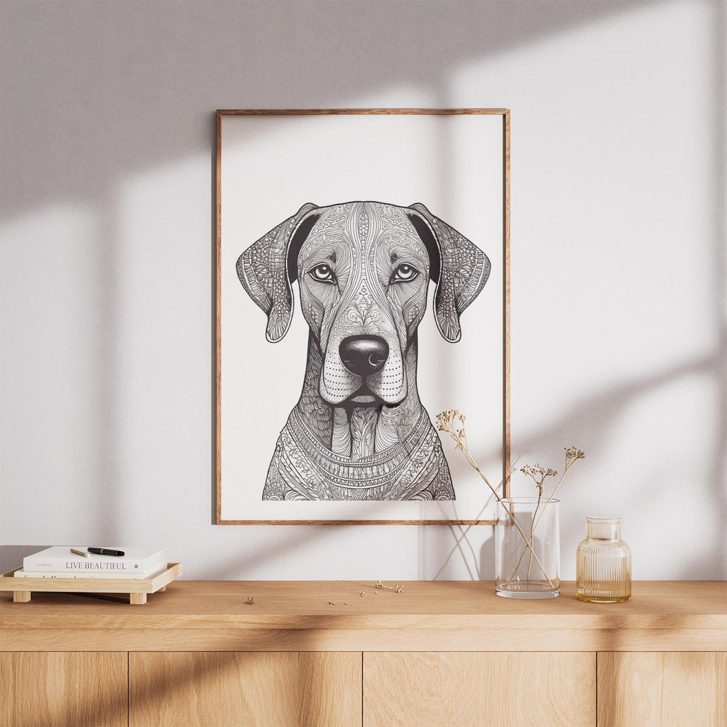 Great Dane Mandala Black and White Dog Series image 8