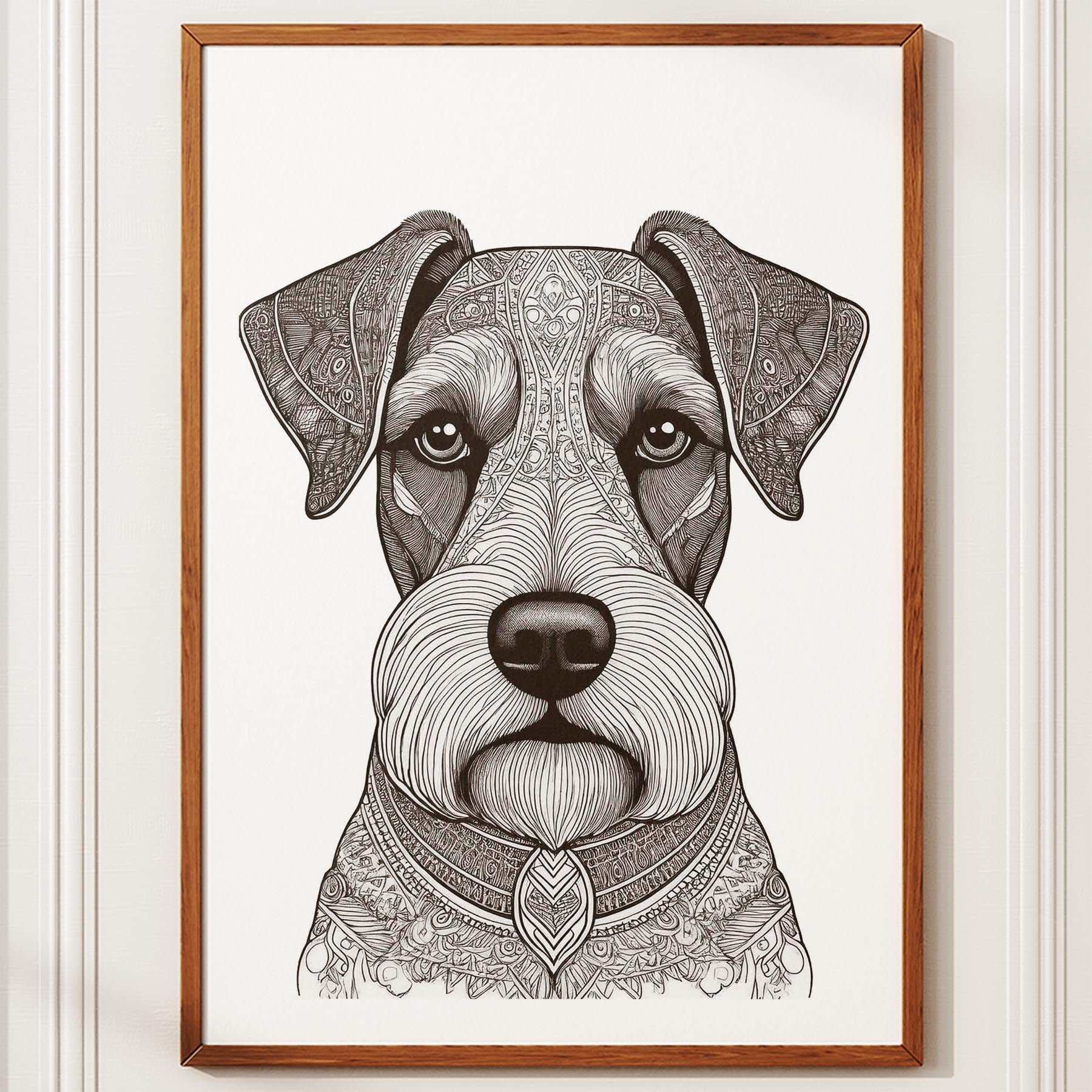 Schnauzer Mandala Black and White Dog Series image 10