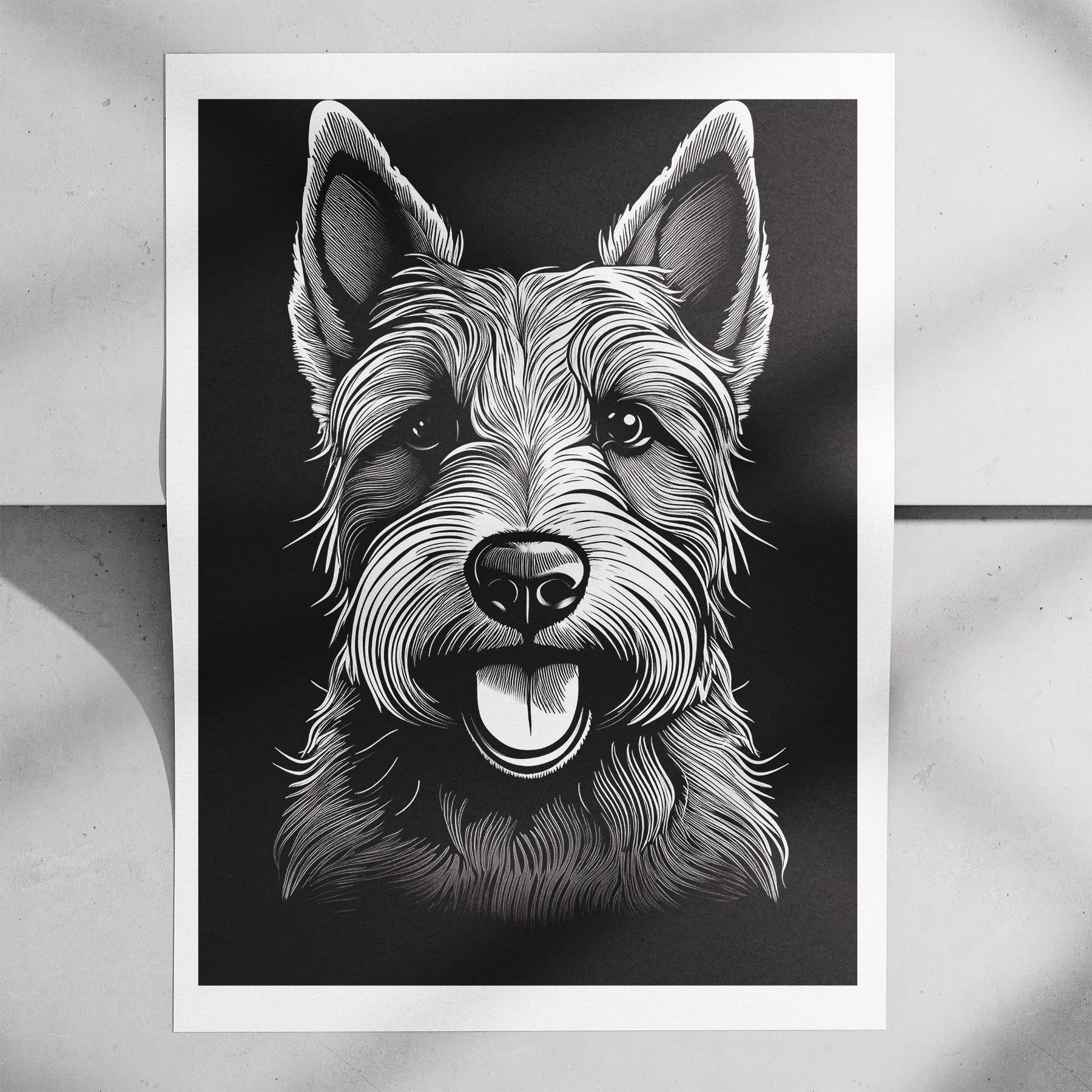 Scottish Terrier Line Dog Series in Black and White image 7