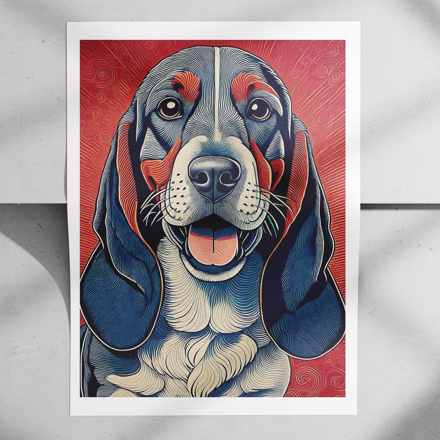 Basset Hound Hokusai Japanese Inspired Dog Series image 7