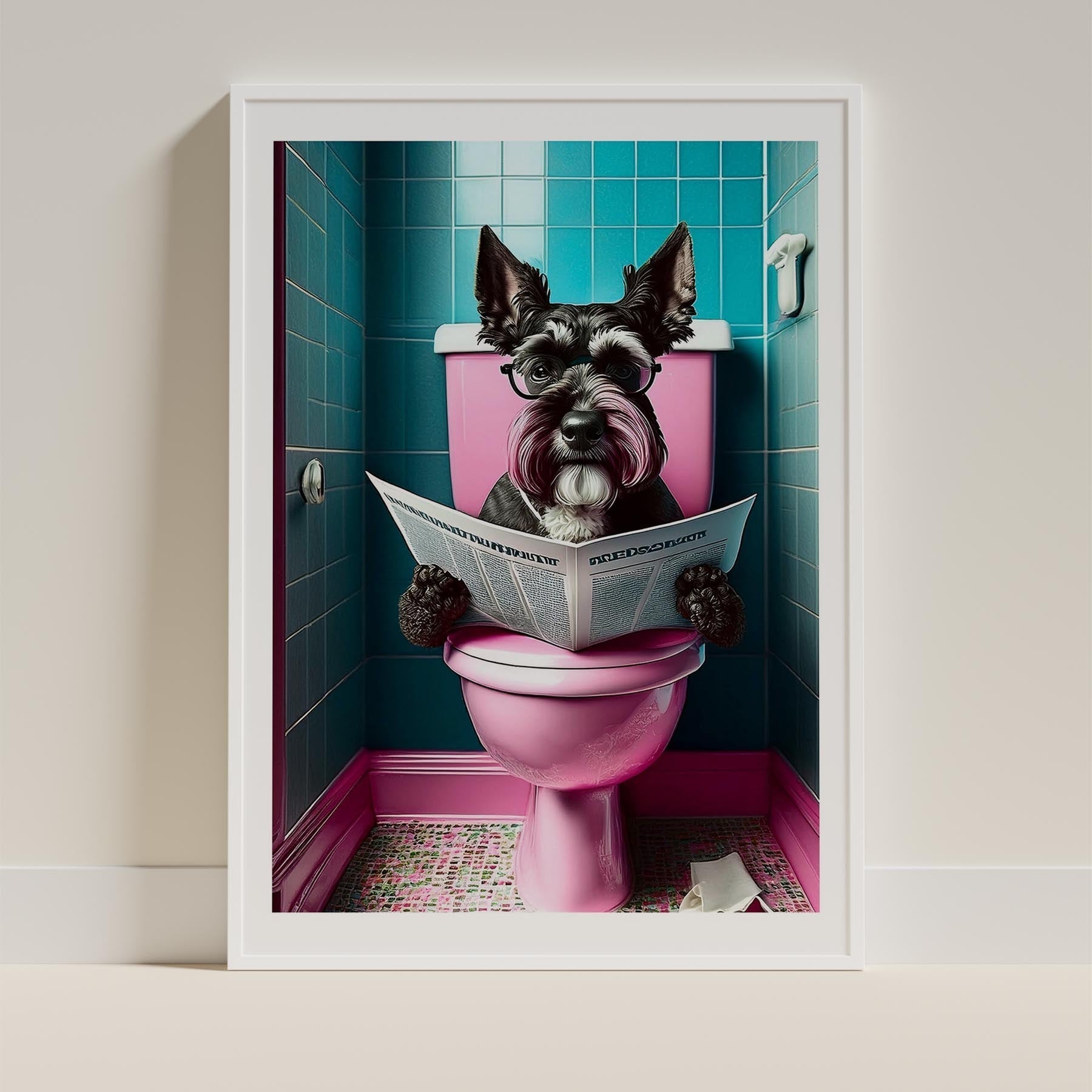 Schnauzer Toilet Dogs PInk and Turquise image 9
