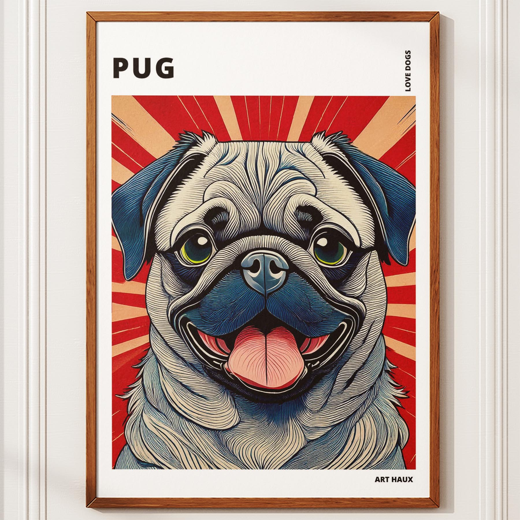 Pug Hokusai Japanese Inspired Dog Series with Text image 9