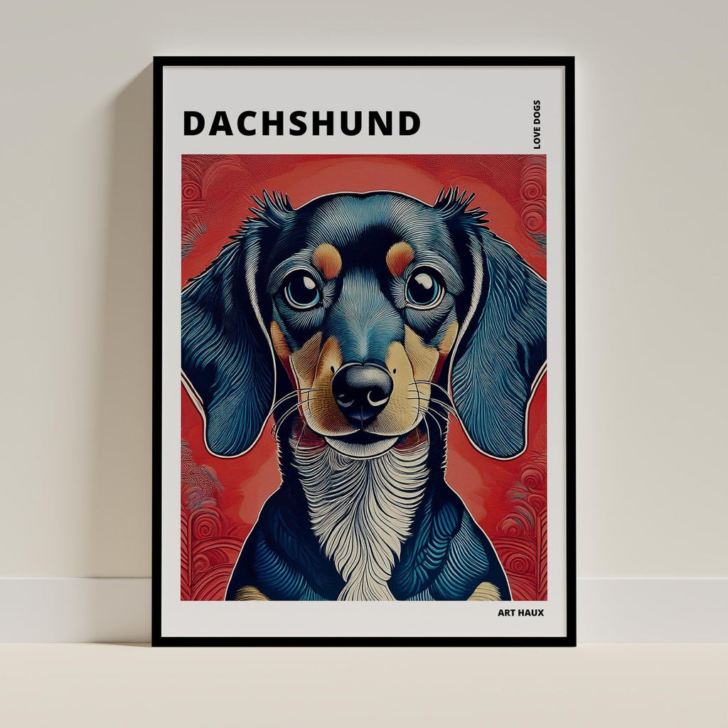 Dachshund Hokusai Japanese Inspired Dog Series with Text image 0