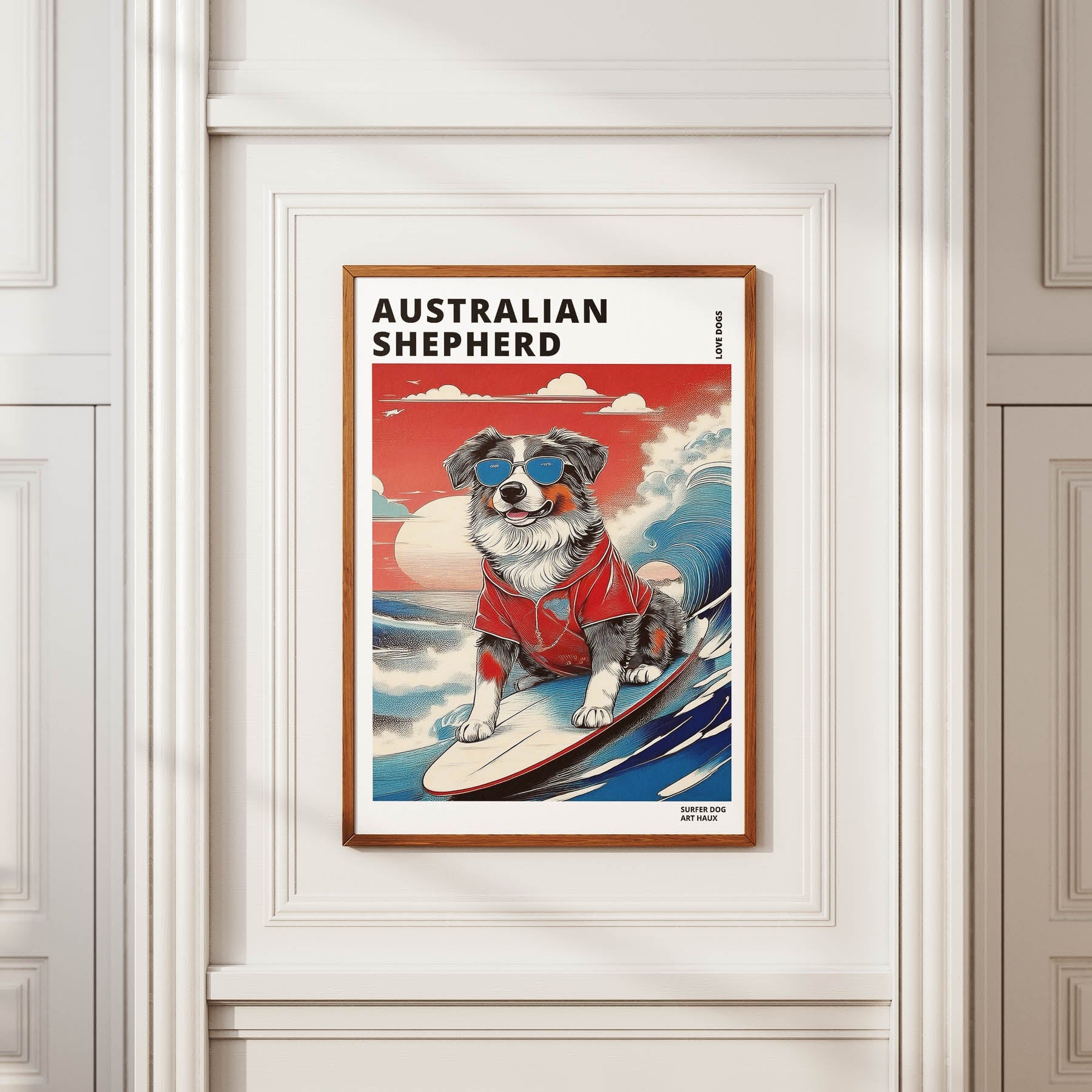Australian Shepherd Hokosai Surfer Dogs 1 image 2
