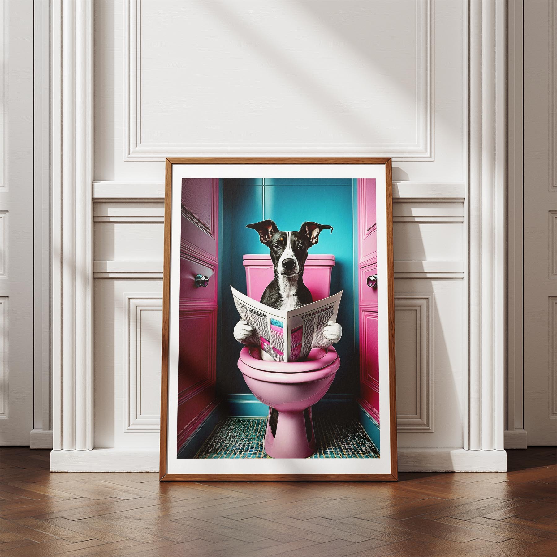 Whippet Toilet Dogs PInk and Turquise image 4