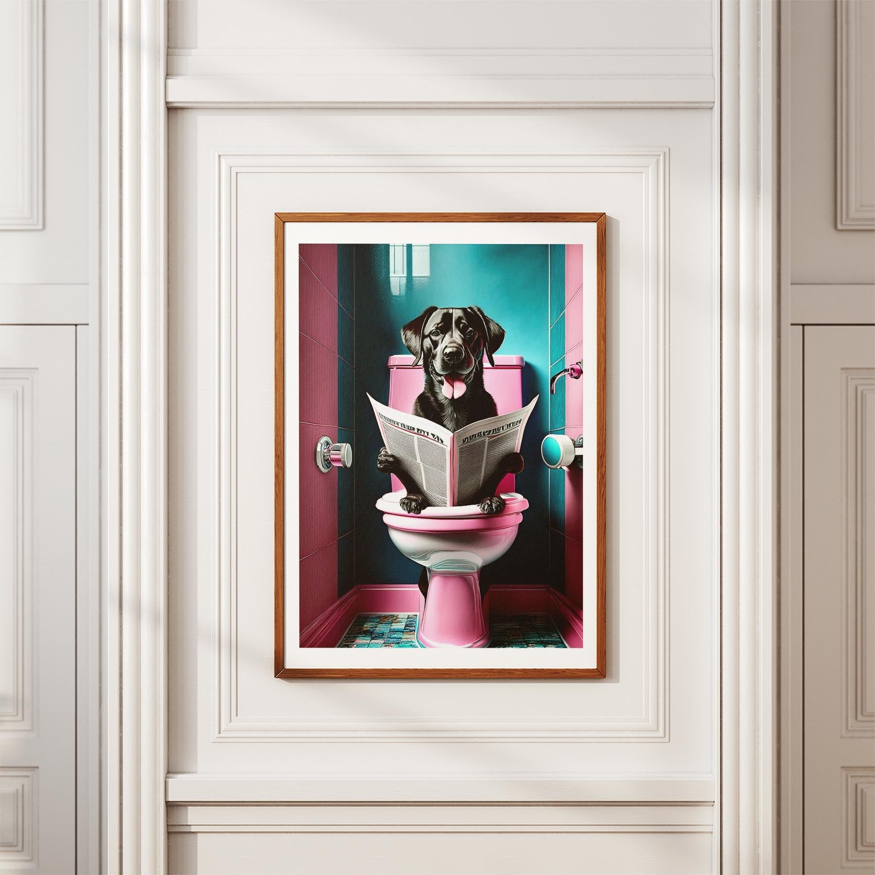 Labrador Retriever Toilet Dogs PInk and Turquise image 3