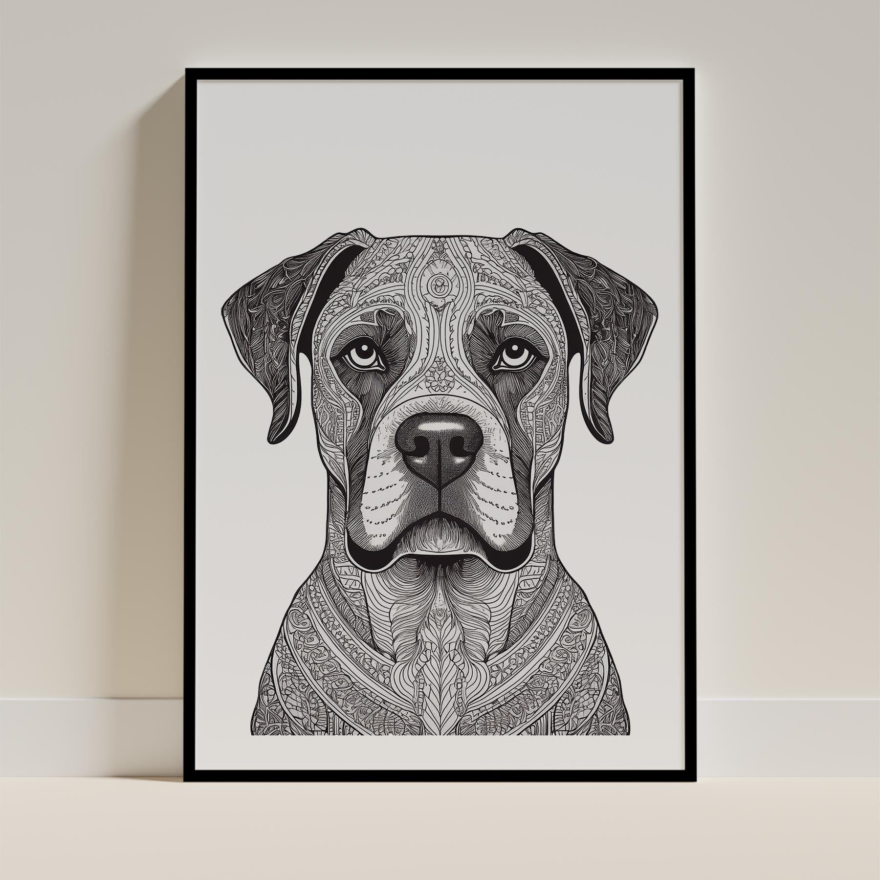 Boxer Mandala Black and White Dog Series image 0