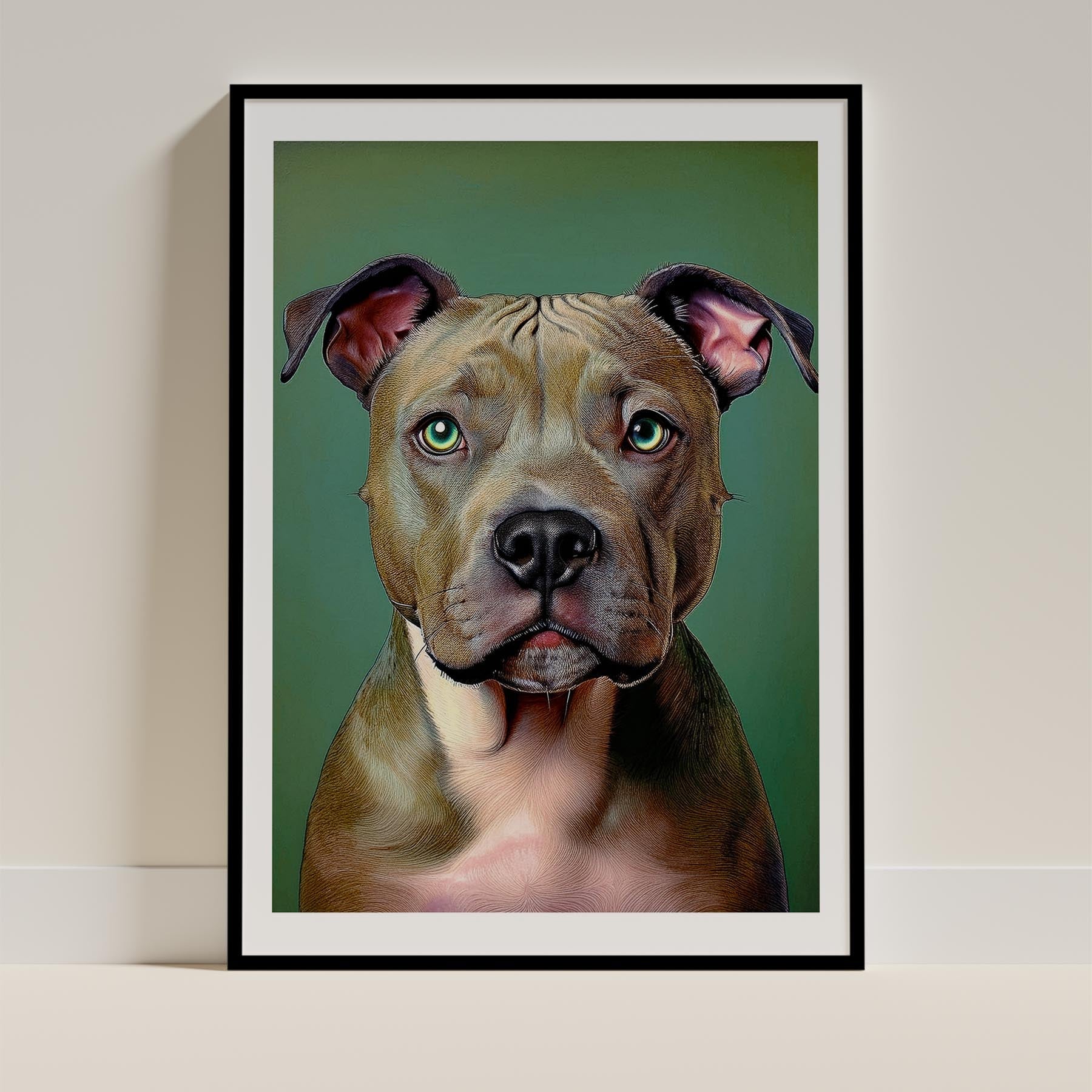 Staffordshire Bull Terrier Green Painted Series image 0