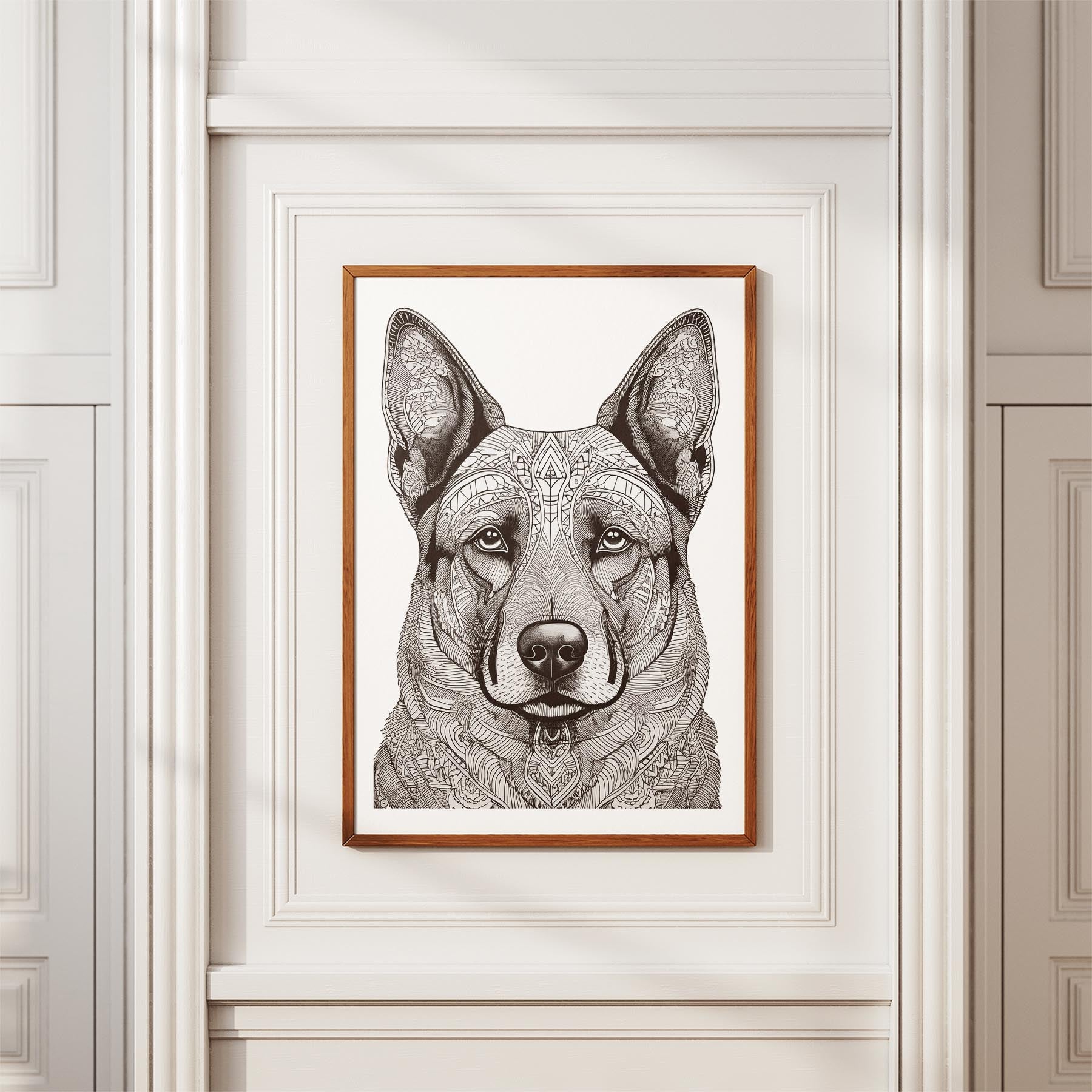 German Shepherd Mandala Black and White Dog Series image 3