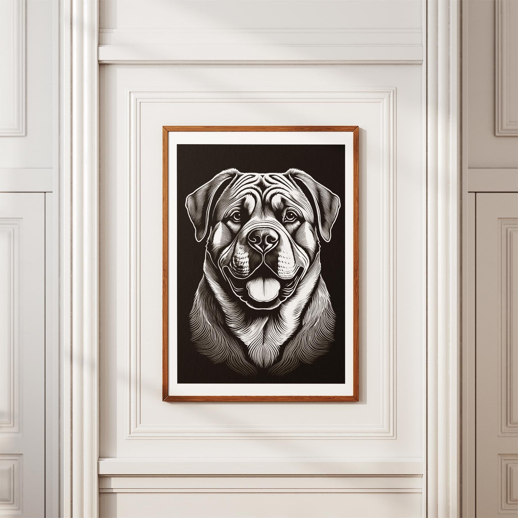 Mastiff Line Dog Series in Black and White image 3